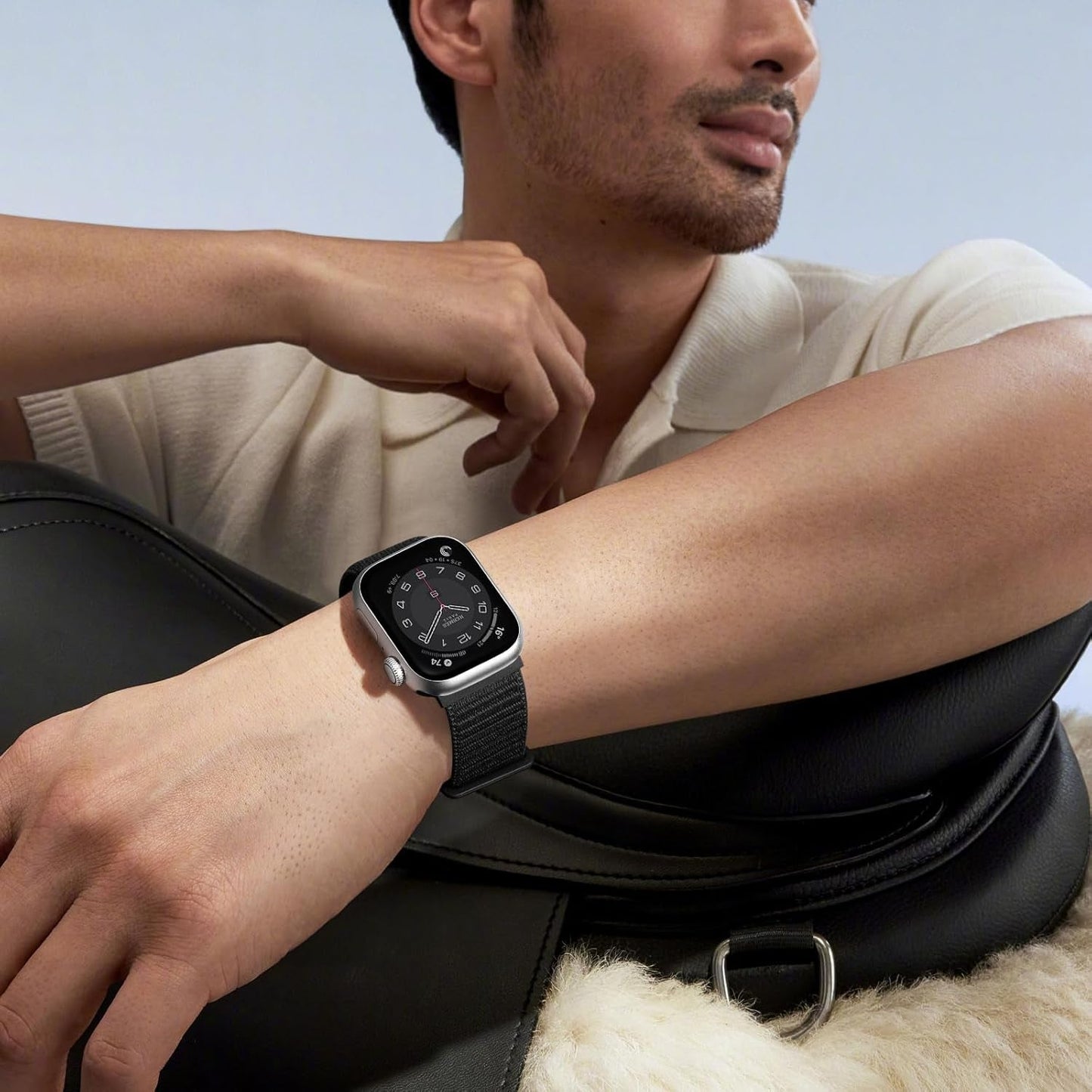 6 Pack Soft Nylon Sport Loop Bands Compatible with Apple Watch 38Mm 40Mm 41Mm 42Mm 44Mm 45Mm 49Mm for Women Men, Adjustable Braided Hook and Loop Straps for Iwatch Series 9 8 7 6 5 4 3 2 1 SE Ultra