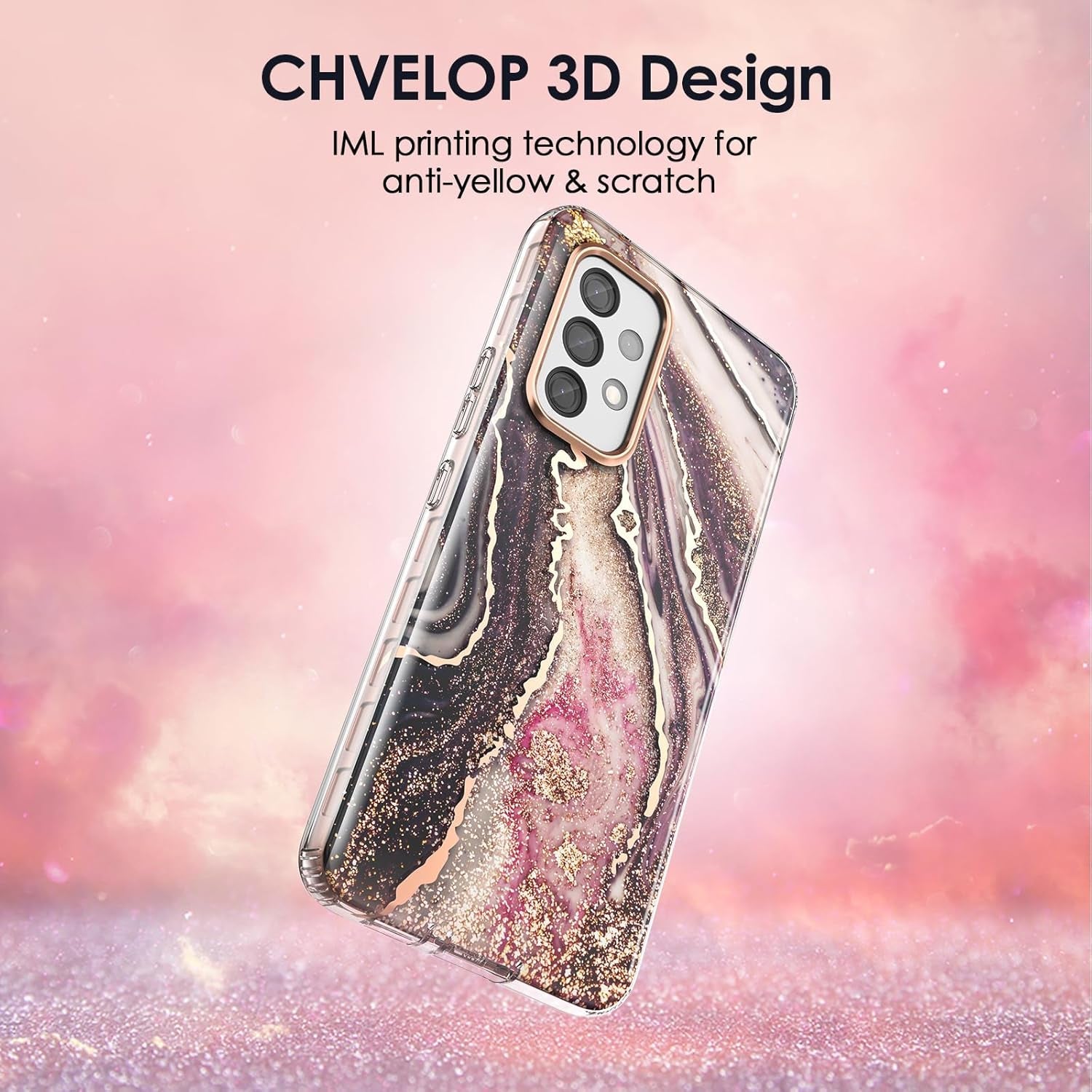 Case Compatible with Samsung Galaxy A53 5G (2022 Released), Marble Stylish Slim Soft TPU, Full Body Protective with Built-In Screen Protector, Shockproof Cover for A53, Black & Pink