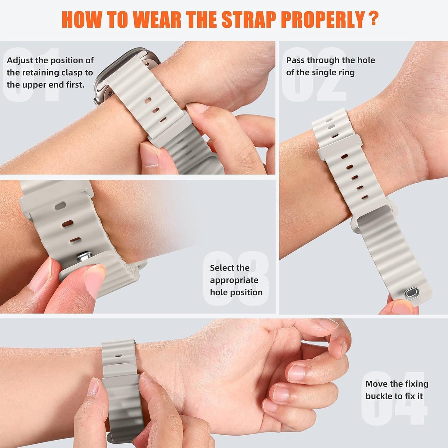 4 Pack Ocean Bands Compatible with Apple Watch Ultra Band 49Mm 45Mm 44Mm 42Mm Men Women, Soft Silicone Straps Sport Rugged Smartwatch Replacement for Iwatch Ultra Ultra 2 Series 9 8 7 6 5 4 3 2 1 SE