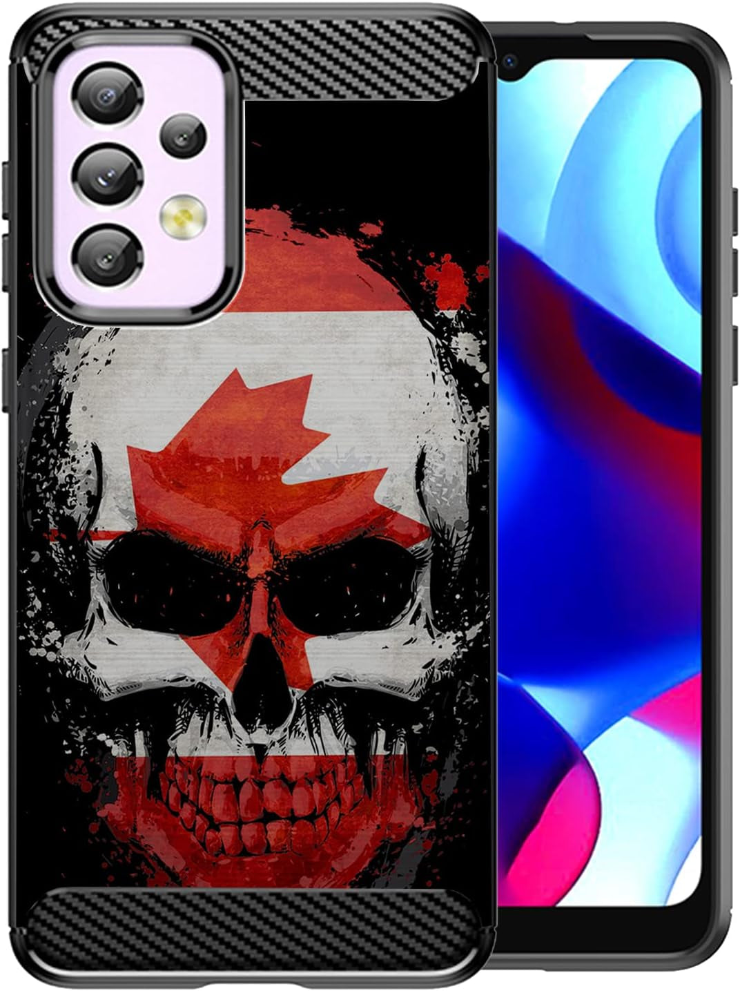 Cases on Deck Casesondeck Skull Flags Case Compatible with Samsung Galaxy A53 5G / A53 5G Case, Slim Tough Matte Design with Carbon Fiber Texture (Puerto Rico Skull)