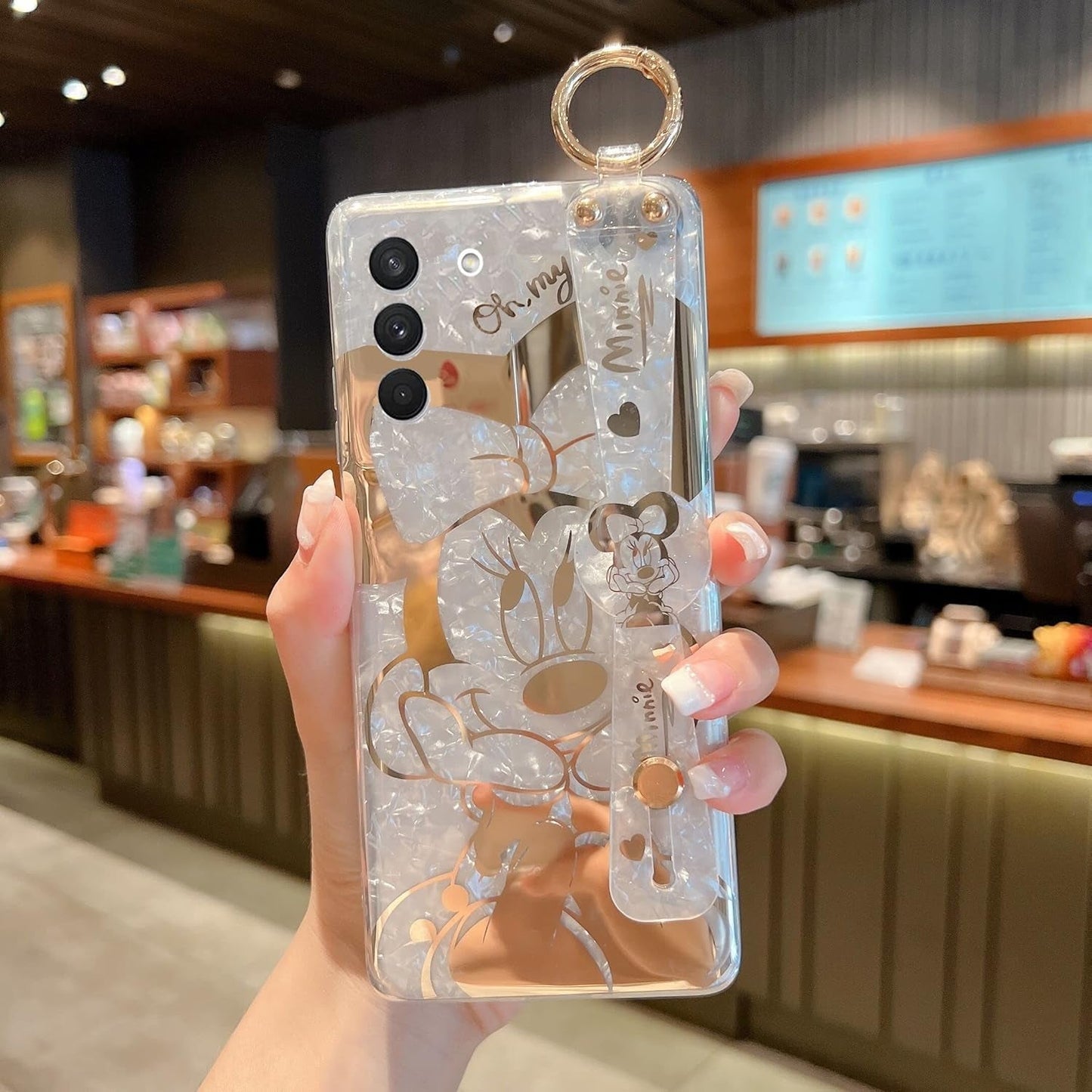 For Galaxy S22 plus Case Wrist Band Kickstand Cover Ultra Slim IMD Animal Pattern Shockproof Protection Holder Cover for Samsung Galaxy S22 plus (Cartoon Characters)