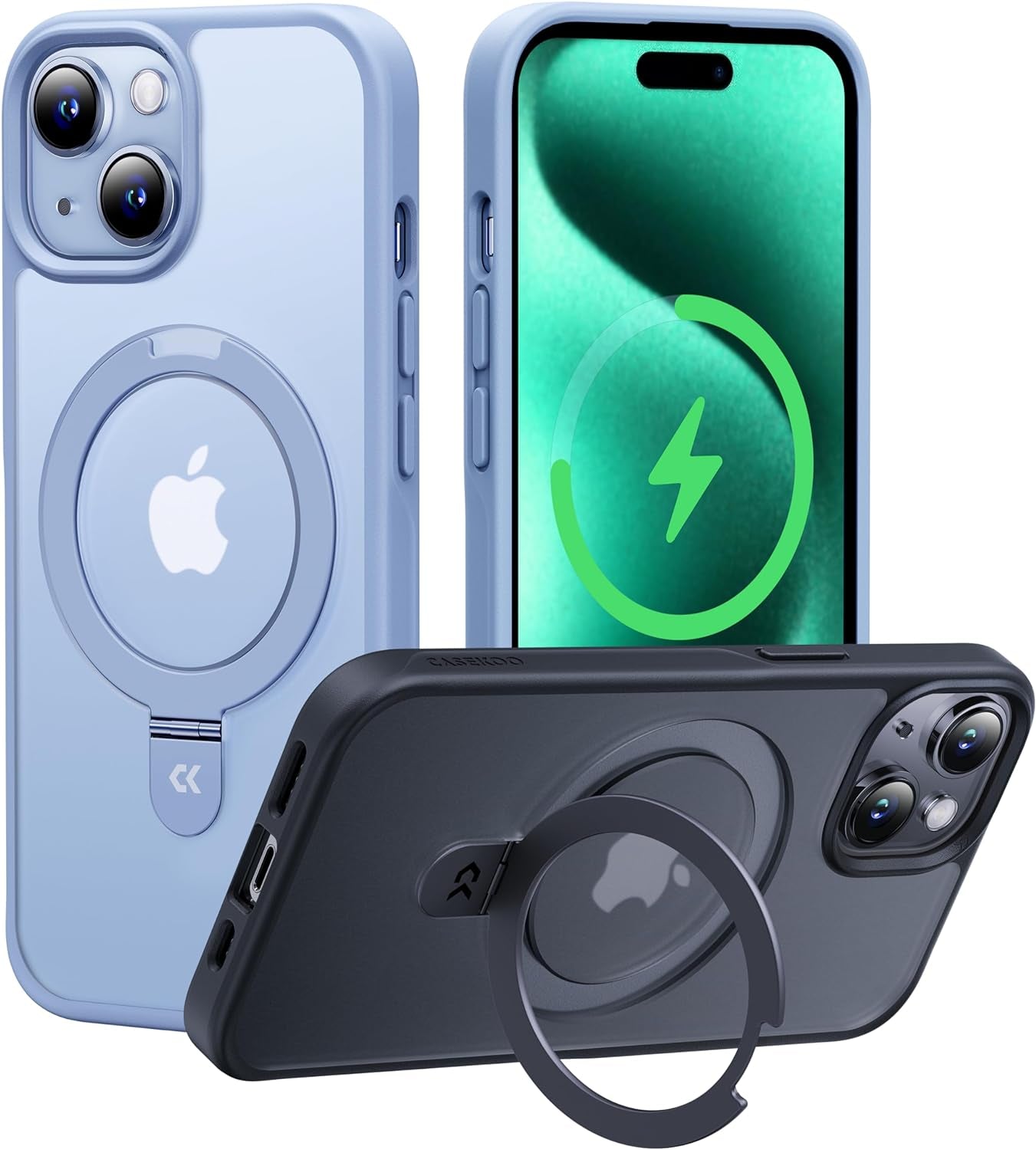 CASEKOO for Iphone 14 Pro Case with Magnetic Ring Stand [Military Drop Protection] [Compatible with Magsafe] Shockproof Slim Translucent Matte Phone Cases 6.1 Inch 2022, Purple  CASEKOO   