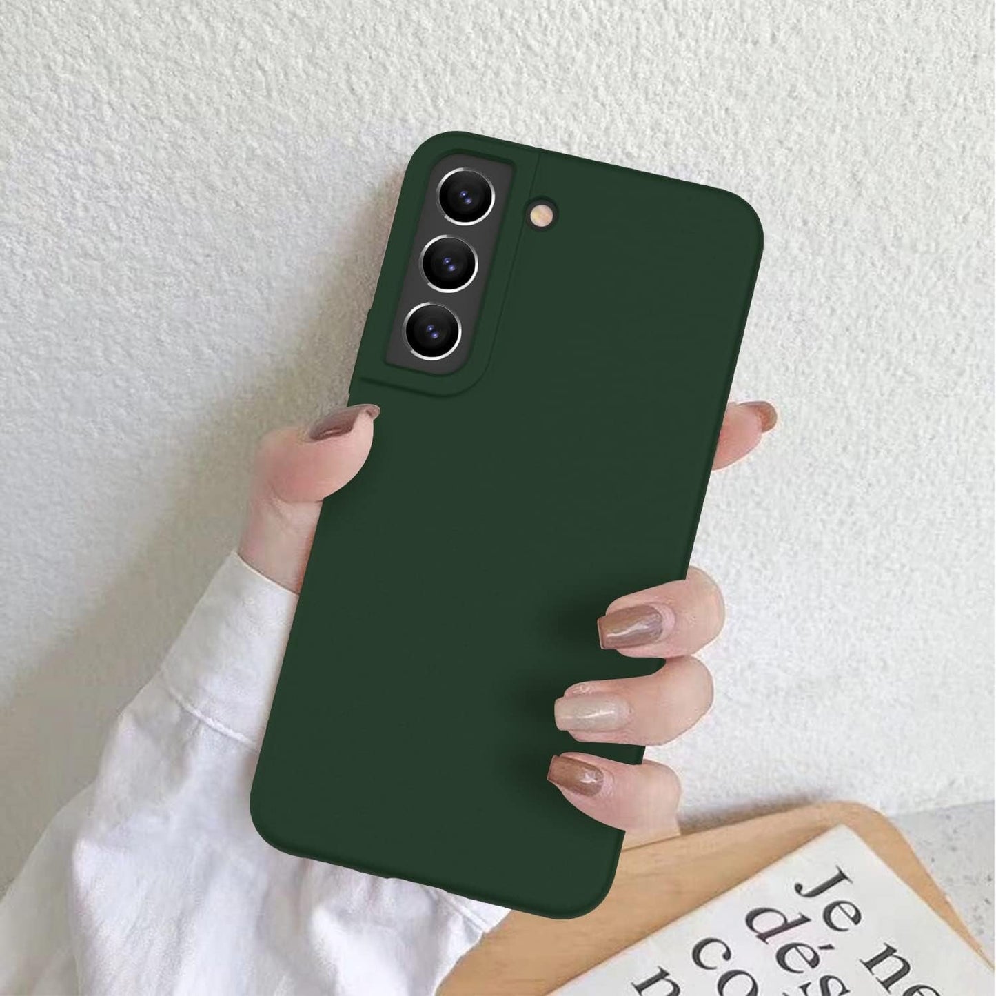 DEENAKIN for Samsung Galaxy S22 plus Case Silicone,Silky Smooth Flexible Gel Rubber Bumper Cover with Soft Microfiber Lining Slim Fit Protective Phone Case for Samsung Galaxy S22 plus Dark Green