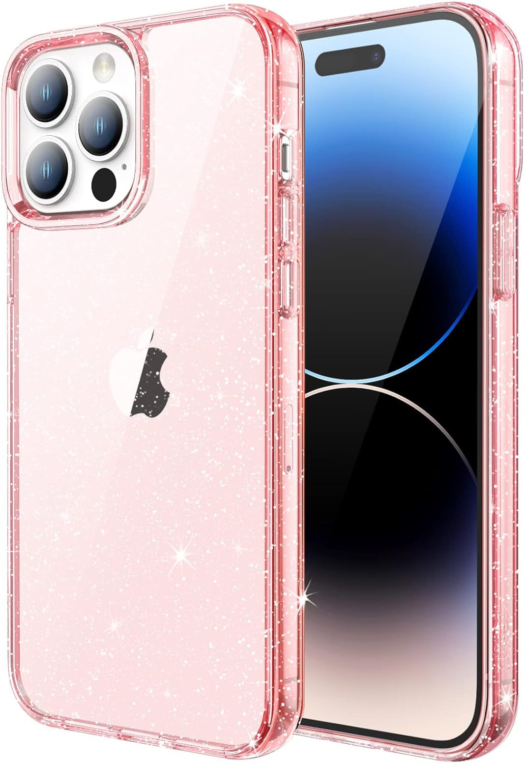 Jetech Glitter Case for Iphone 14 Pro Max 6.7-Inch, Bling Sparkle Shockproof Phone Bumper Cover, Cute Sparkly for Women and Girls (Pink)  JETech Pink  