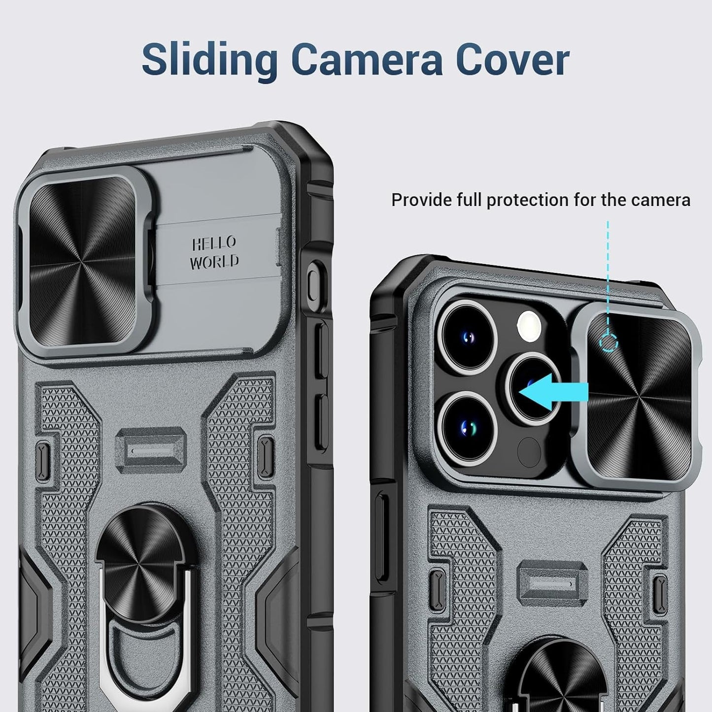 NULETO for Iphone 15 Pro Max Stand Case with Rotatable Kickstand [Ring Holder] and Slid Camera Cover, 15 Pro Max Phone Case with Screen Protector and Magnetic Magnet for Iphone 15 Promax 6.7, Grey  NULETO   