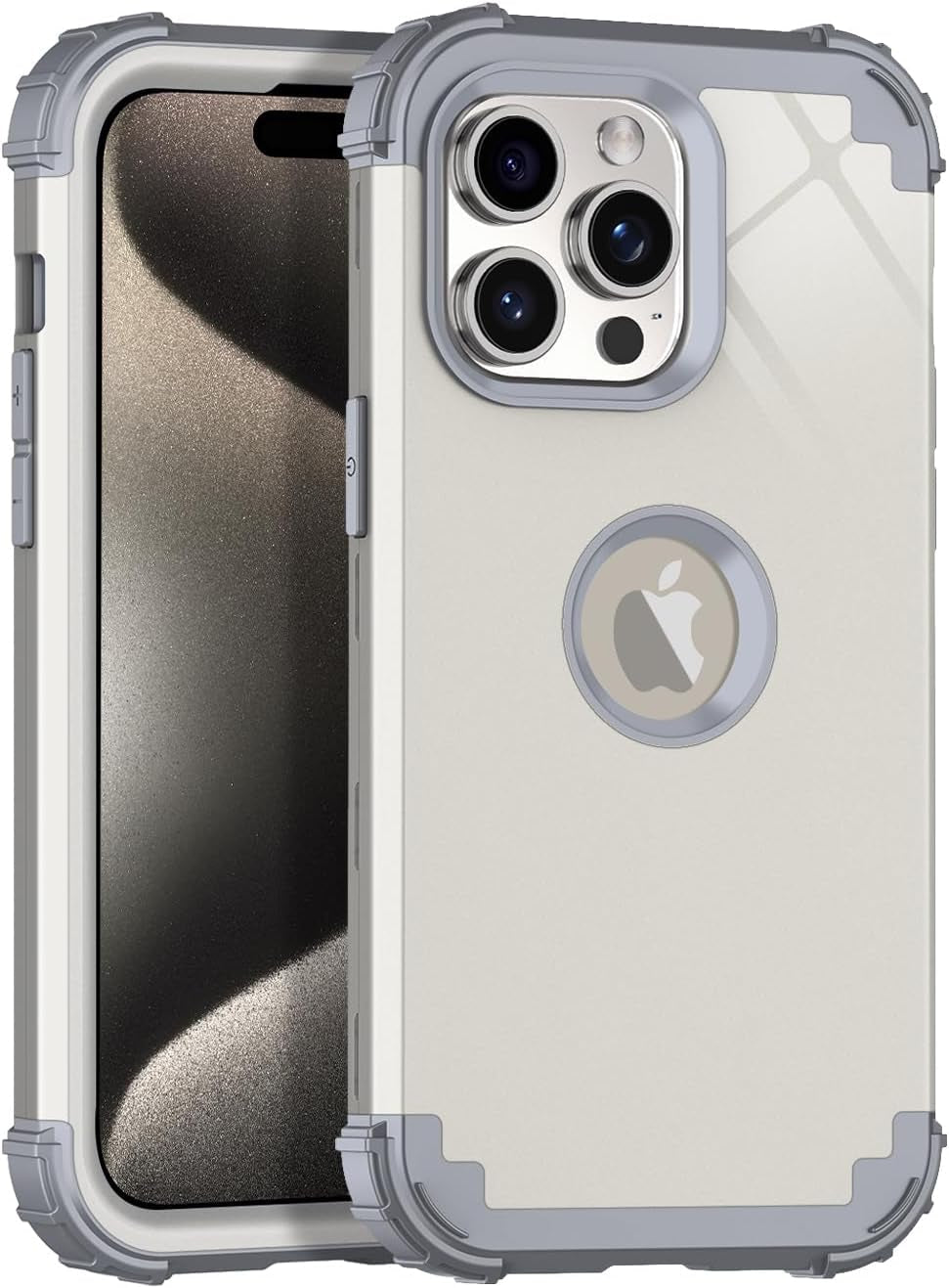 Casetego for Iphone 15 Pro Max Case,Two Layer Heavy Duty Sturdy Shockproof Full Body Rugged Hard Pc+Soft TPU Bumper Protective Girls Cover Case for Apple Iphone 15 Pro Max 6.7 Inch,Black  Casetego Gray  