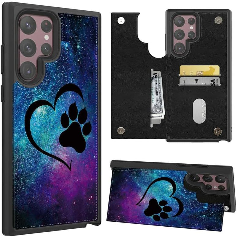 Case for Samsung Galaxy A14 5G Wallet Phone Case with Card Holder,Pu Leather Kickstand Card Slot Cover for Women Men (Dual Magnetic Clasp+Rfid Blocking)-Bald Eagle with Flag