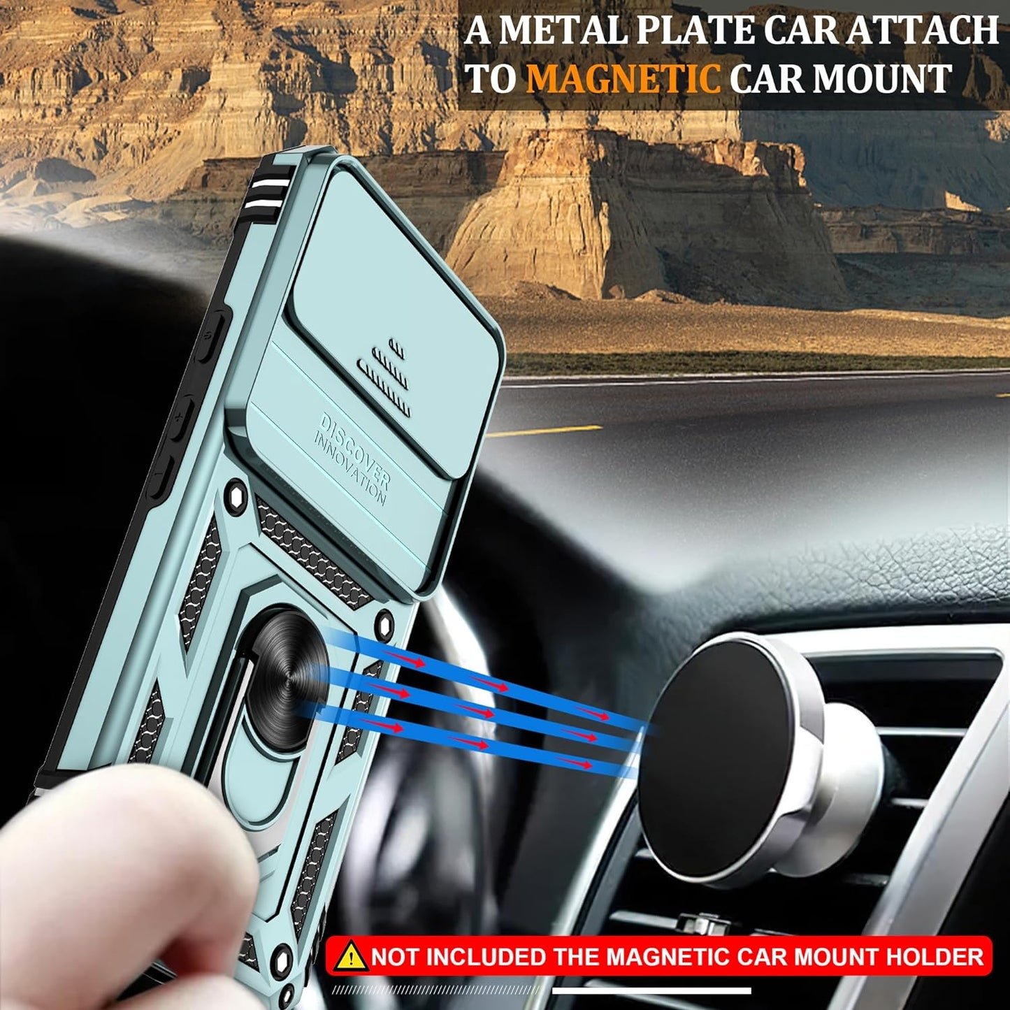 Fit for Google Pixel 8 5G Case with Screen Protector (2 Pack) & Slide Camera Cover, Build in 360° Magnetic Rotating Ring Kickstand [Military Grade] Protective Case for Pixel 8 Case, Green  Gritup   