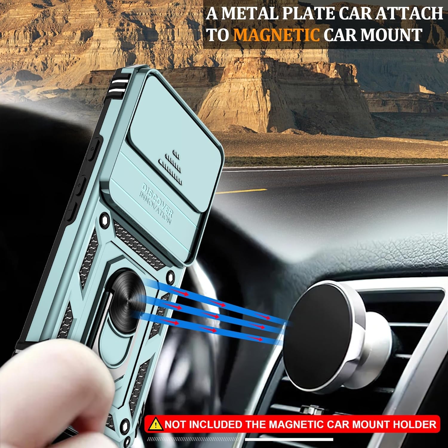 Fit for Google Pixel 8 5G Case with Screen Protector (2 Pack) & Slide Camera Cover, Build in 360° Magnetic Rotating Ring Kickstand [Military Grade] Protective Case for Pixel 8 Case, Green  Gritup   