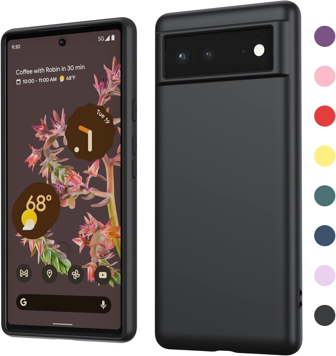 Leyi for Pixel 6A 5G Case: Google Pixel 6A Case with [2 Pack] Tempered Glass Screen Protector Liquid Silicone Soft Microfiber Liner Cover Case Pixel 6A, Red  LeYi Black Google Pixel 6 