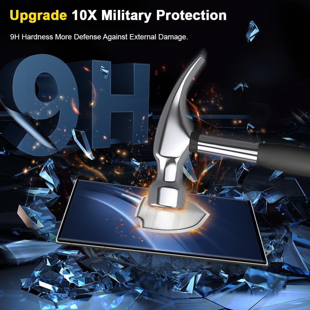 2+2 Pack Galaxy S22 Ultra 5G Privacy Screen Protector and Camera Lens Protection,Anti-Spy Tempered Glass, 3D Full Coverage, Fingerprint Unlock, Free of Bubbles for Samsung Galaxy S22 Ultra 6.8 Inch