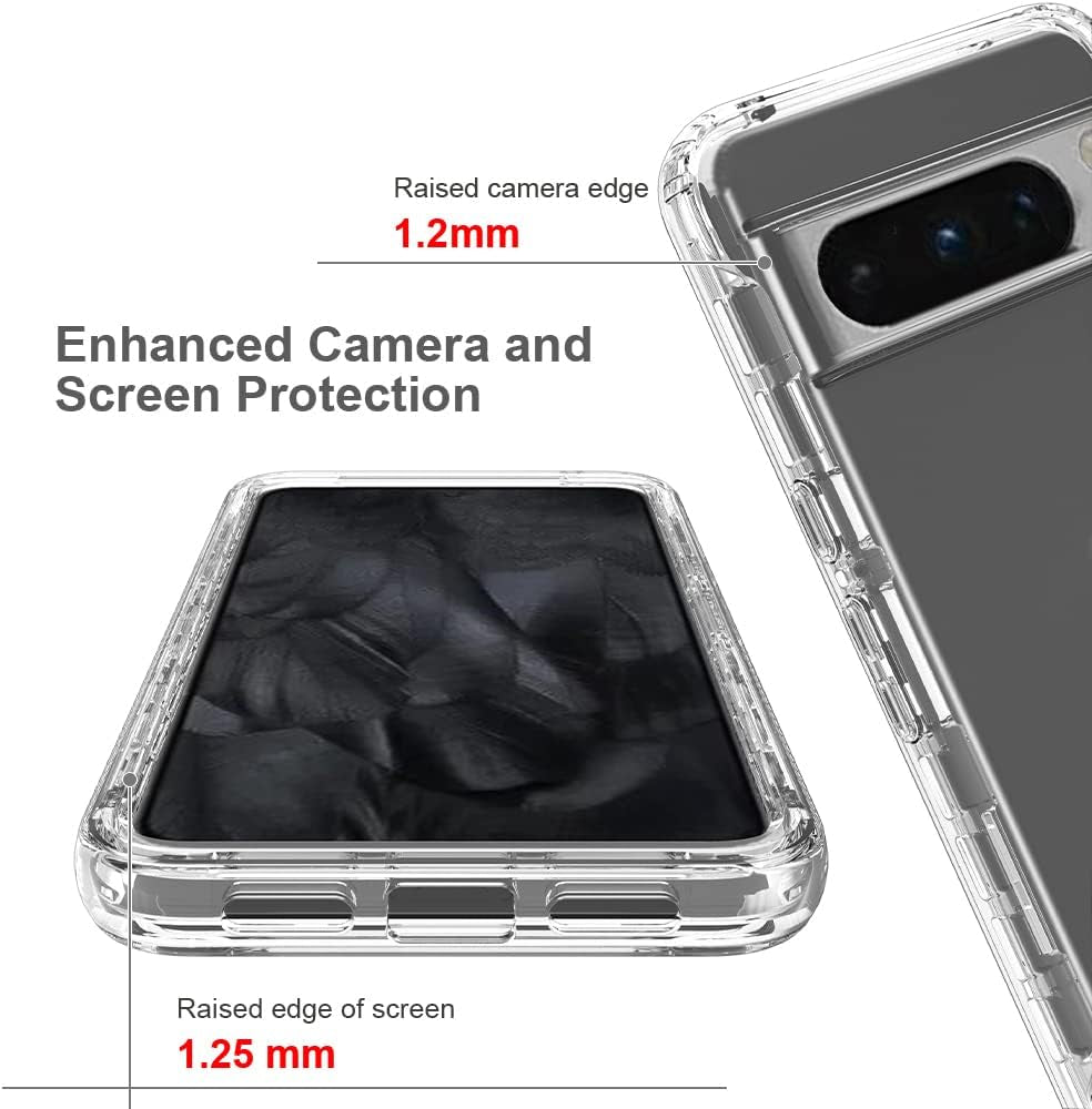 For Google Pixel 8 Pro 5G Case, Google Pixel 8 Pro Phone Case with Built-In Screen Protector Clear Slim Back Cover Shockproof Rugged Heavy Duty Bumper Full Body Protective Case, Clear  Eilkmcre   