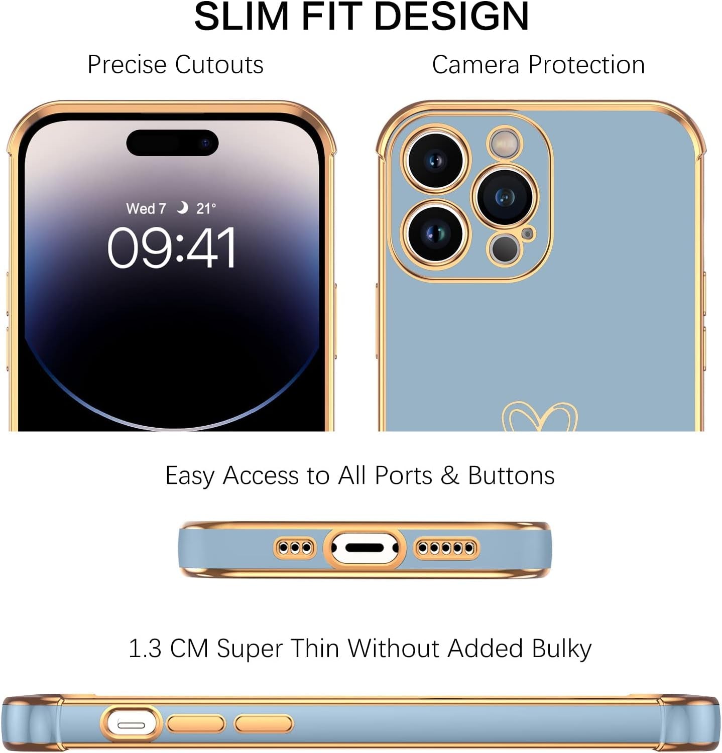 BENTOBEN Iphone 14 Pro Case, Slim Fit Cute Heart Pattern 14 Pro Phone Case, Soft Flexible Shockproof TPU Bumper Women Girls Non-Slip Lightweight Charging Protective Cover for Iphone 14 Pro 6.1", Gray  BENTOBEN   