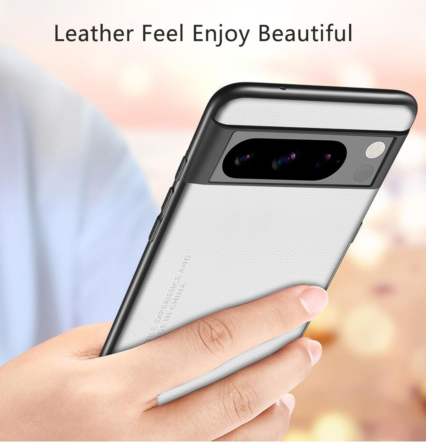 For Google Pixel 8 Pro Case 5G, Soft TPU Artificial Leather Case,Extremely Light Ultra-Light Camera Protection Leather Cover Case for Google Pixel 8 Pro 5G (White)  Puxssul   