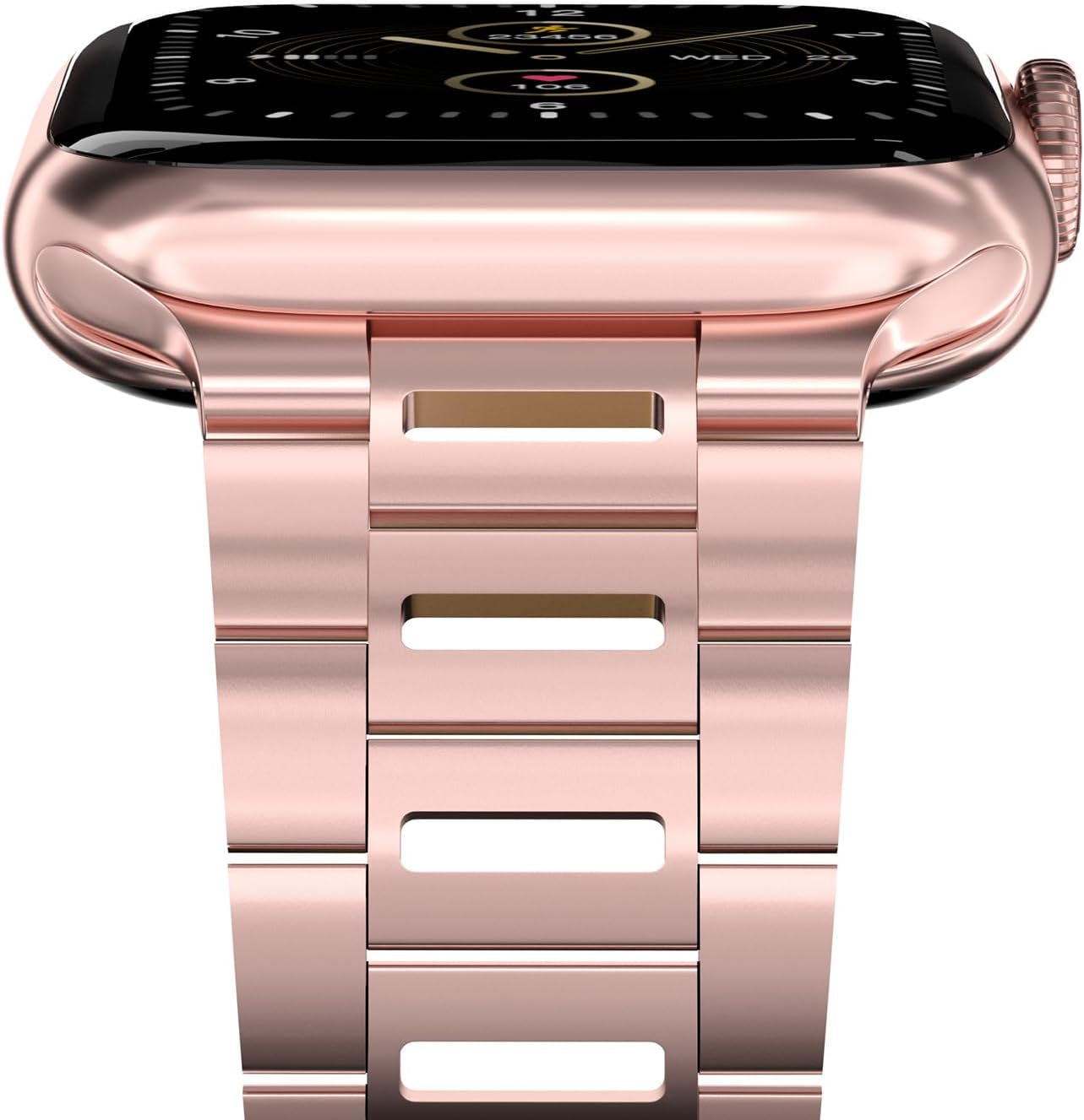 Finestone Metal Band for Apple Watch - Stainless Steel Apple Watch Band Compatible with Apple Watch 41Mm 40Mm 38Mm - Slim Hollow-Out Design Strap for Iwatch Series 9/8/7/6/5/4/3/2/1 SE Women Men Rose Red