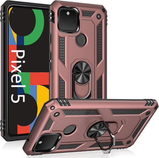 ADDIT Phone Case for Google 5,Google Pixel 5 Case, Military Grade Protective Google Pixel 5 Cases Cover with Ring Car Mount Kickstand for Google Pixel 5 5G - Rose Gold  ADDIT Rose Gold Google Pixel 5 