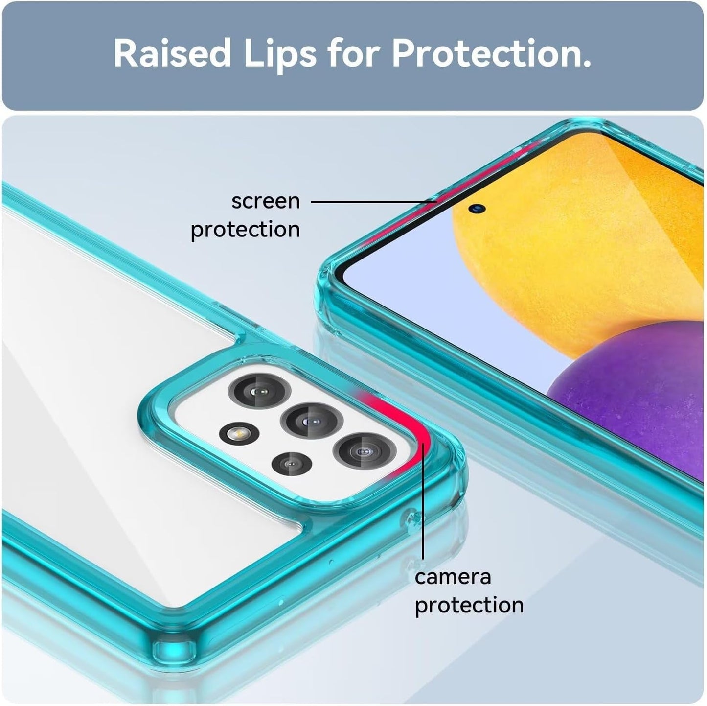 Case for Galaxy A53 5G Case/Samsung A53 SM-A536U Case with Tempered Glass Screen Protector, Clear Hard PC Back & Soft TPU Bumper Protective Phone Cover for Samsung Galaxy A53 5G Crystal Blue