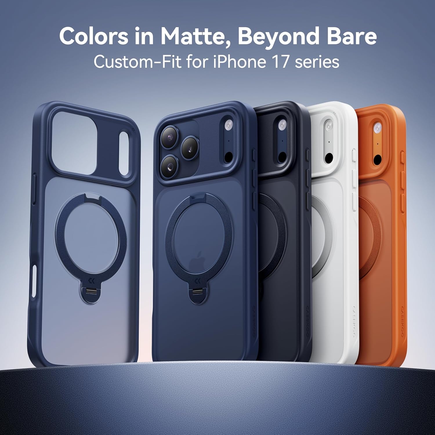 CASEKOO Official Blue for Iphone 17 Pro Max Case with 360 Spin Magnetic Stand [Camera Protection] [18FT Military Grade Protection] [Fit for Magsafe] Shockproof Ring Grip Matte 6.9 Inch