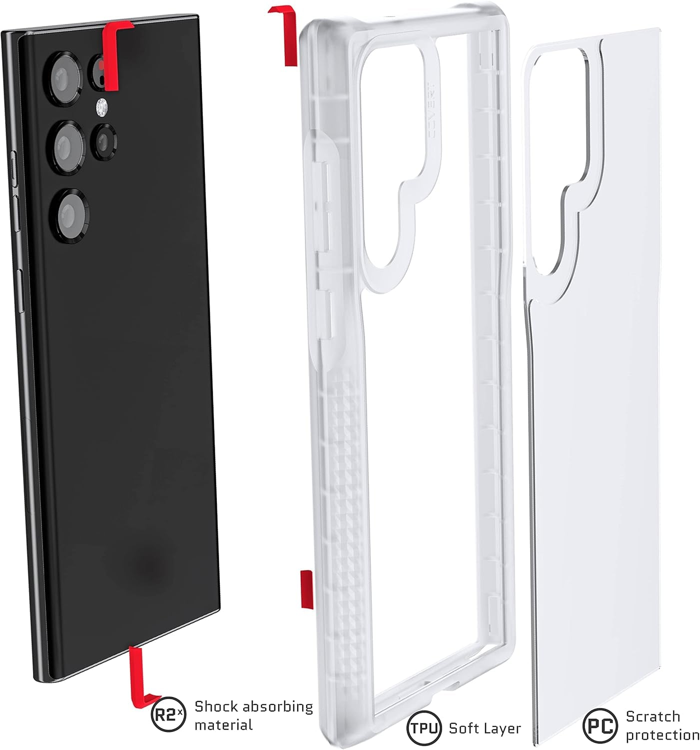 Ghostek COVERT S22 Ultra Case Clear with Spen Stylus Access and Shockproof Protection Premium Slim Lightweight Design Protective Phone Cover Designed for 2022 Samsung Galaxy S22Ultra 5G (6.8") (Clear)