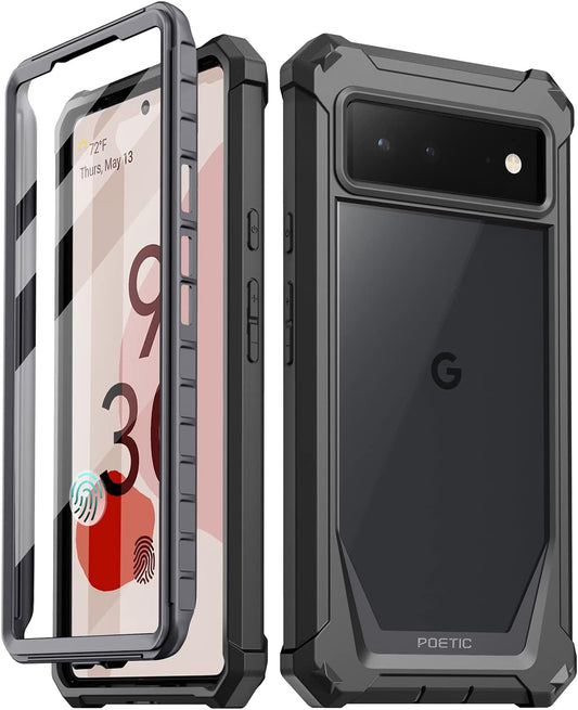 Poetic Guardian Series Case [Mil-Grade Drop Tested] Designed for Google Pixel 6 5G, Built-In Screen Protector Work with Fingerprint ID, Full Body Hybrid Shockproof Rugged Cover Case, Black/Clear  Poetic Black  