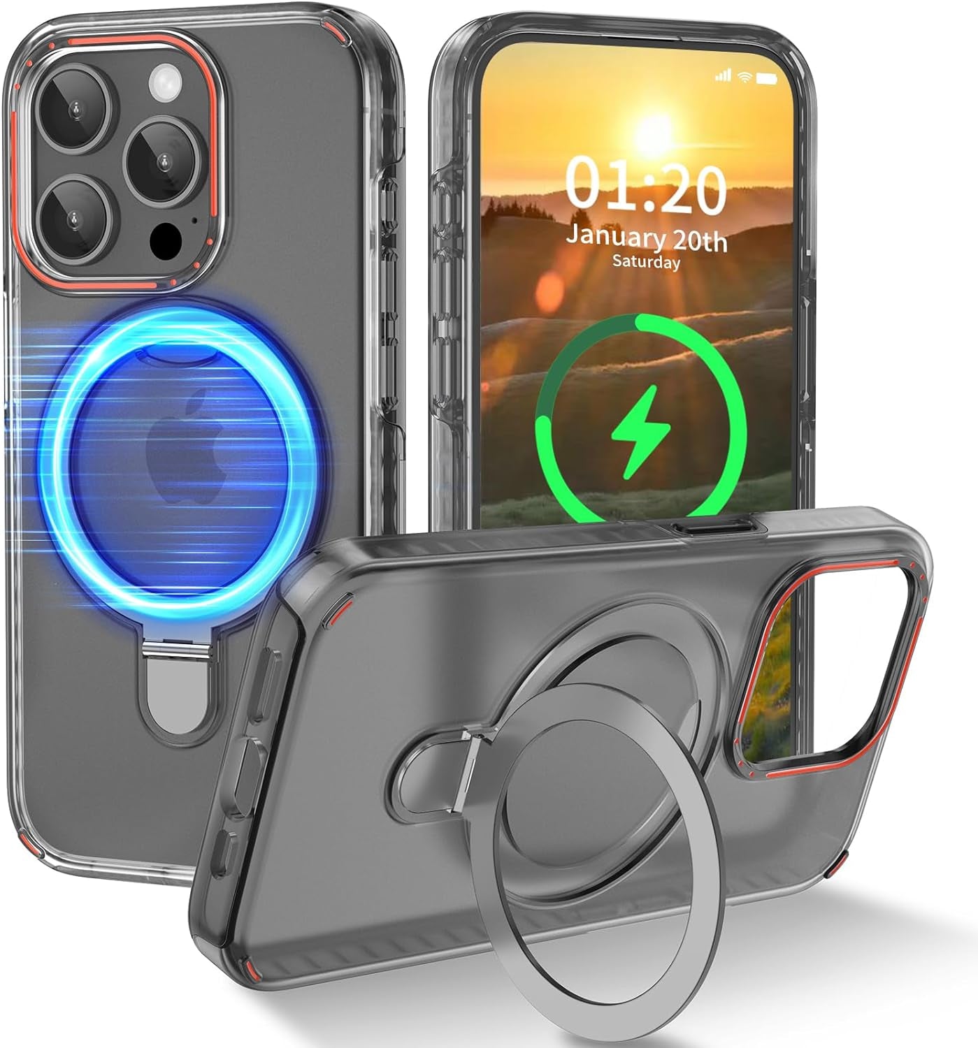 Flodsw Shockproof Case for Iphone 15 Pro,Compatible with Magsafe,Stronger Magnetic Iphone 15 Pro Case with Stand,Dual Layer Phone Case,[Military Drop Protection][Anti Yellowing] 6.1Inch,Blue  Flodsw   