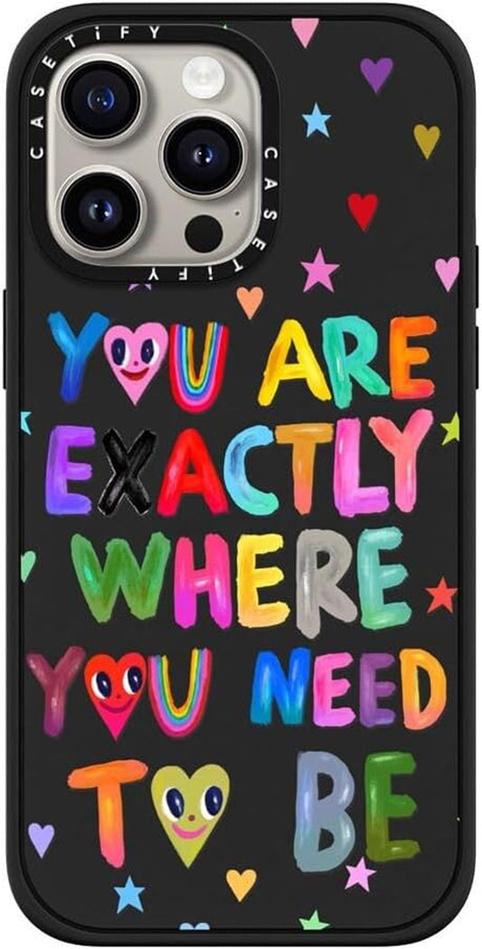 Casetify Impact Case for Iphone 15 Pro Max [4X Military Grade Drop Tested / 8.2Ft Drop Protection/Compatible with Magsafe] - Cute Prints - You Are Exactly - Matte Black  CASETIFY   