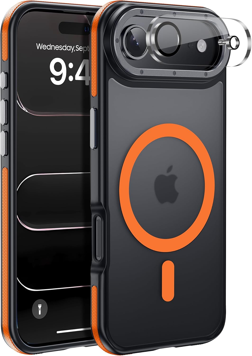 For Iphone 17 Pro Max Case with Camera Lens Protector[10Ft Military-Grade Protection] Compatible with Fit Magsafe Shockproof Slim Thin Cover Case for Iphone 17 Pro Max 6.9 Inch, Orange Bumper