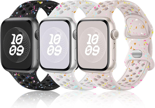 3 Pack Band Compatible with Apple Watch Bands 38Mm 40Mm 41Mm 42Mm 44Mm 45Mm 49Mm for Women Men, Soft Silicone Breathable Sport Strap for Iwatch Bands Series 9 8 7 6 5 4 3 2 1 SE Ultra 2 Ultra