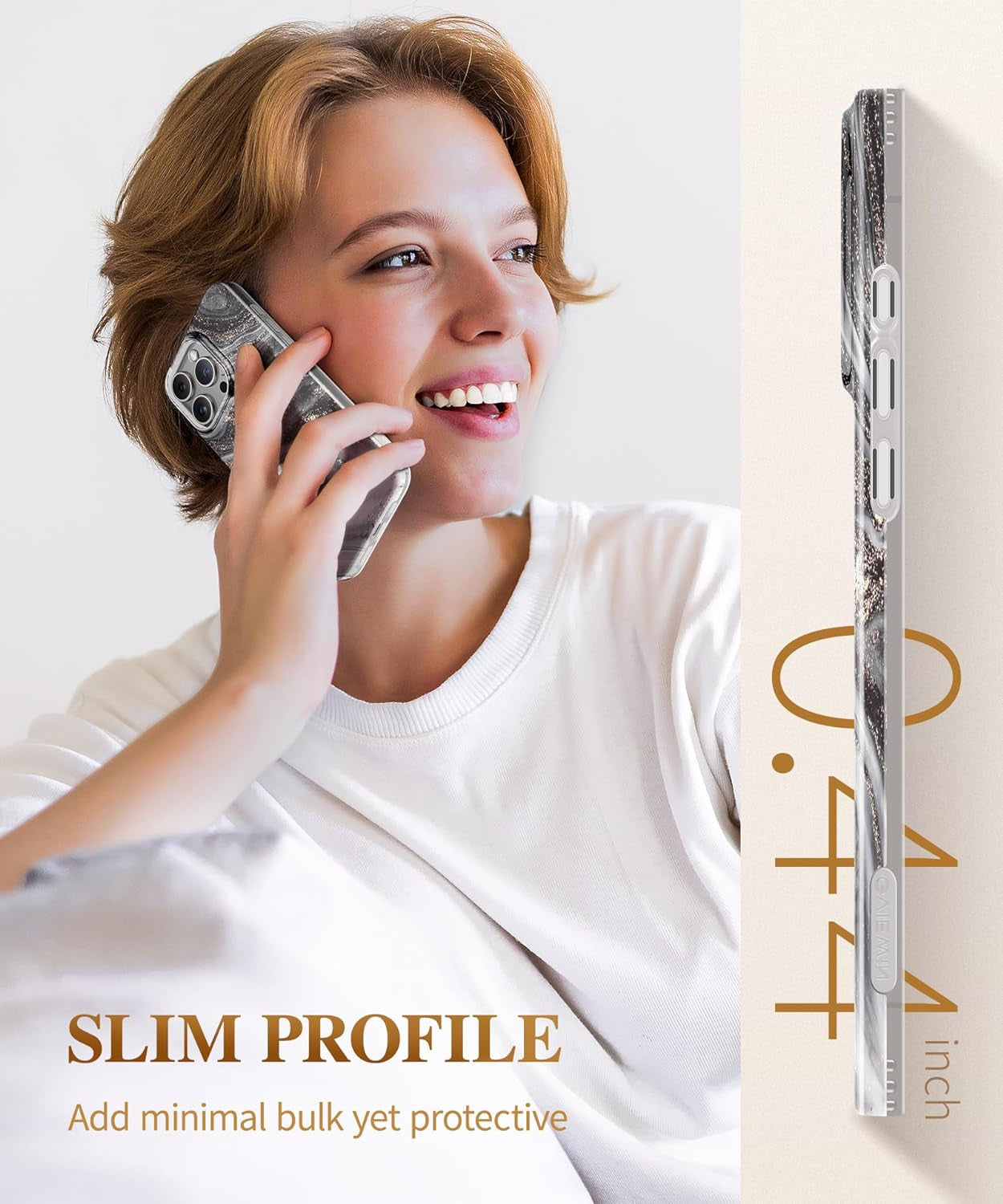 GVIEWIN for Iphone 15 Pro Case with Screen Protector+Camera Lens Protector, [Military Grade Drop Protection] Slim Marble Design Soft TPU Protective Phone Cover for 15 Pro 6.1" (Flowing Sand/Ink)  GVIEWIN   