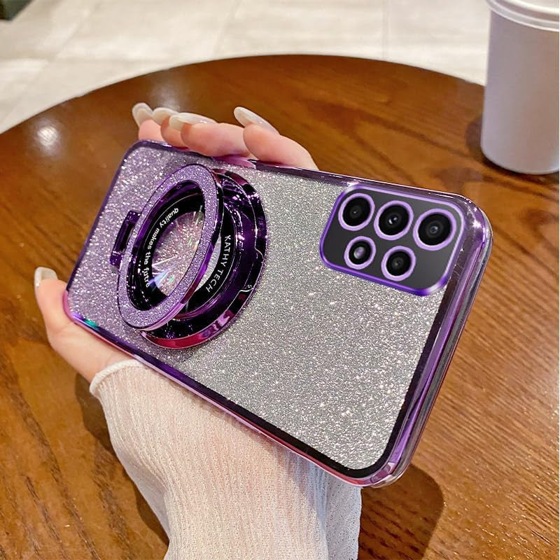 For Galaxy A53 5G Case Magnetic [Compatible with Magsafe] Wireless Glitter Sparkly Plated Kickstand Holder Shockproof Camera Lens Protector Phone Cover Case for Samsung Galaxy A53 5G-Pink