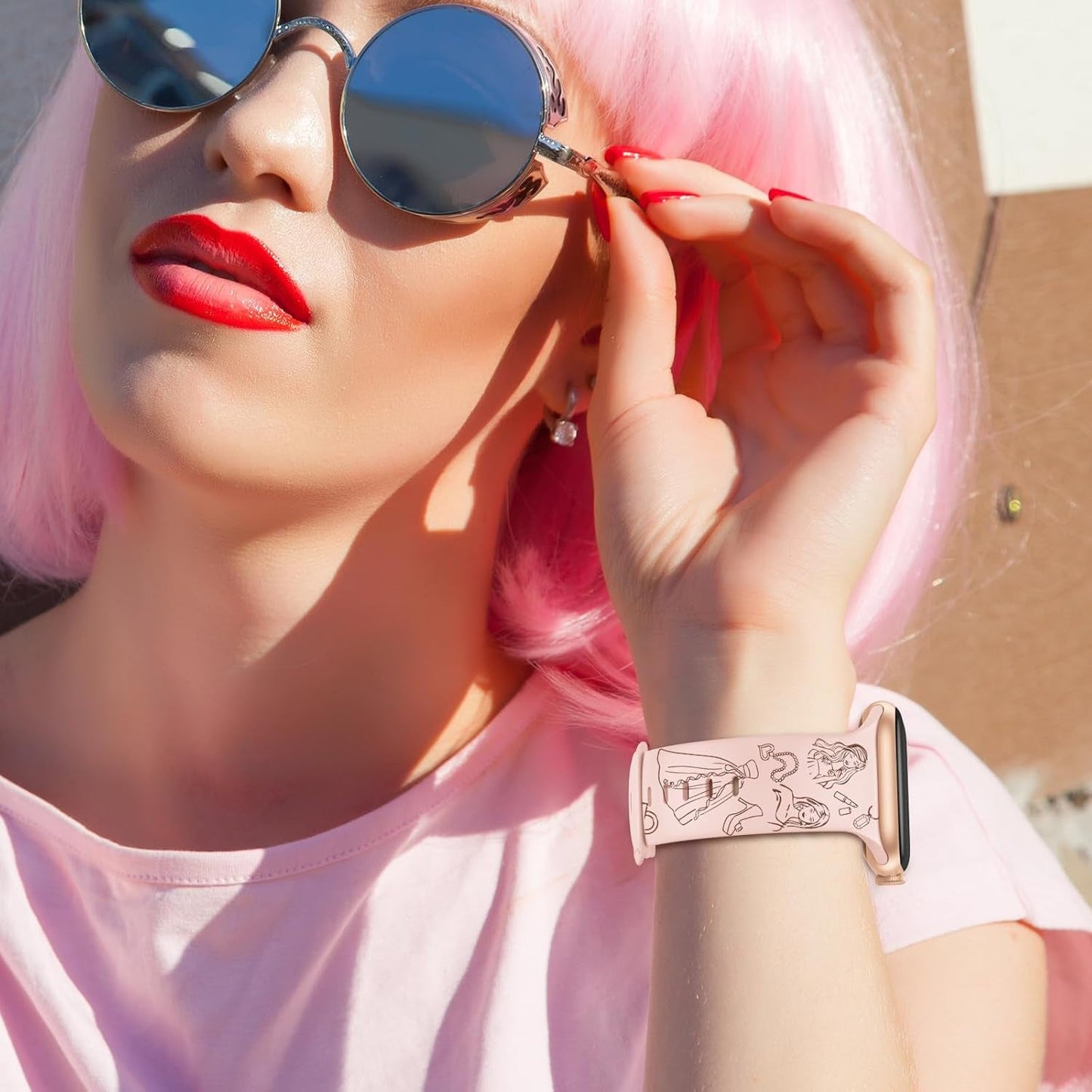 6 Packs Cartoon Engraved Bands Compatible with Apple Watch Band 40Mm 38Mm 44Mm 45Mm 49Mm 42Mm Women, Designer Silicone Cute Soft Strap for Apple Watch Ultra 2 Iwatch Series 9 8 7 SE 6 5 4 3 2 1