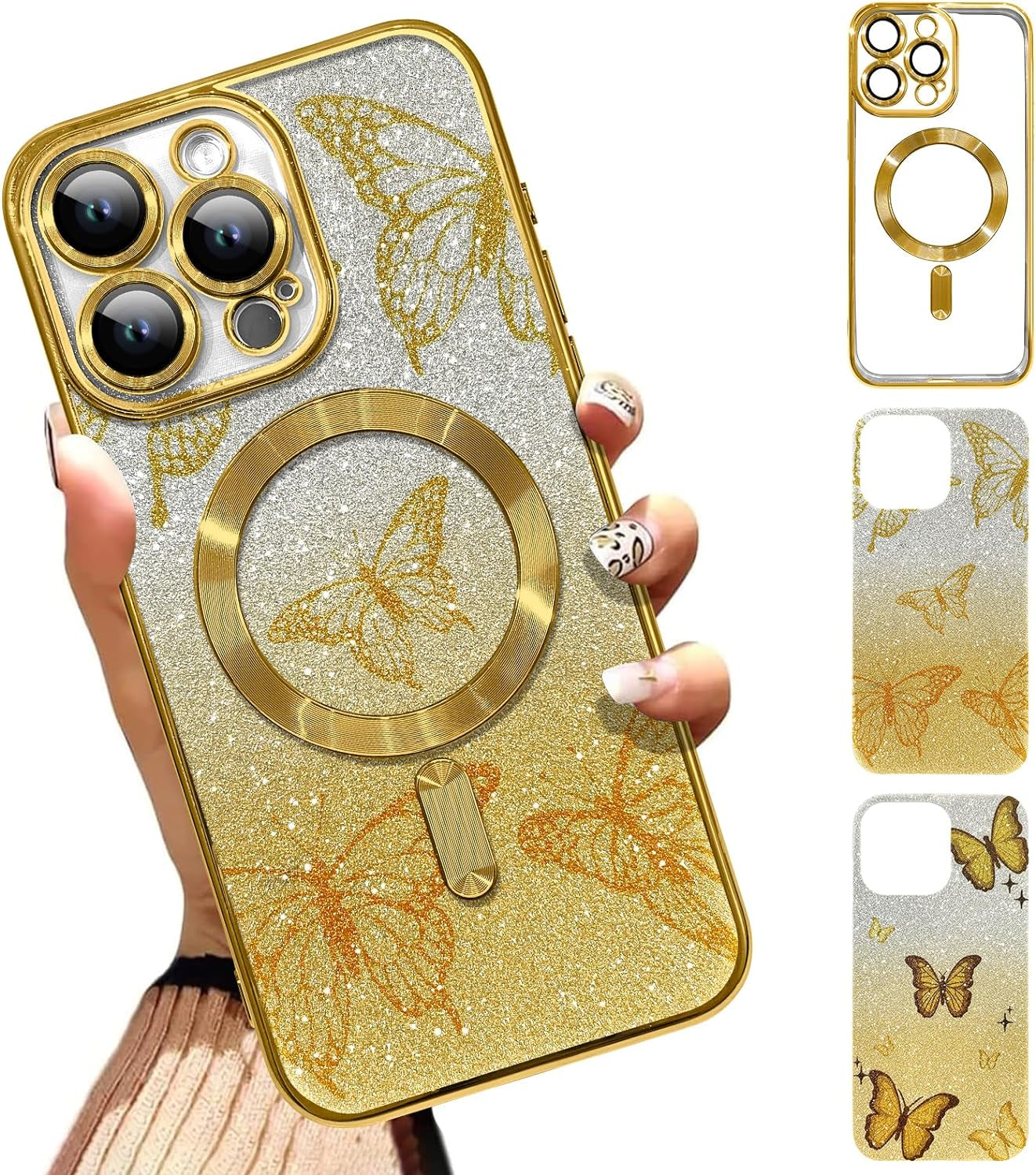Illians Case for Iphone 14 Pro Max (Compatible with Magsafe) Camera Lens Protector Glitter Bling Plating Case Shockproof Protection Anti-Scratch Iphone 14 Pro Max Case for Women Men - Blue  Illians   