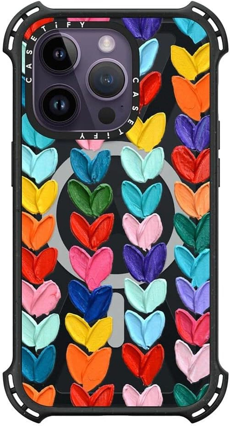 Casetify Bounce Iphone 14 Pro Case [6X Military Grade Drop Tested / 21.3Ft Drop Protection/Compatible with Magsafe] - PP-0008 - Triple Black  CASETiFY Polka Daub Hearts  