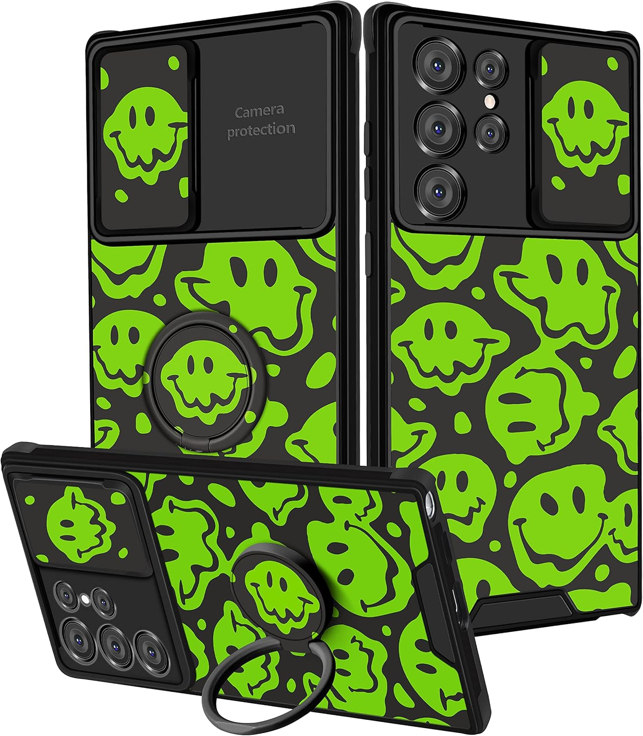 Goocrux (2In1 for Samsung Galaxy S22 Ultra Case Flower Floral for Women Girls Girly Pretty Cute Phone Cover with Slide Camera Cover+Ring Holder Fashion Pattern Unique Design Cases for S22 Ultra 6.8''