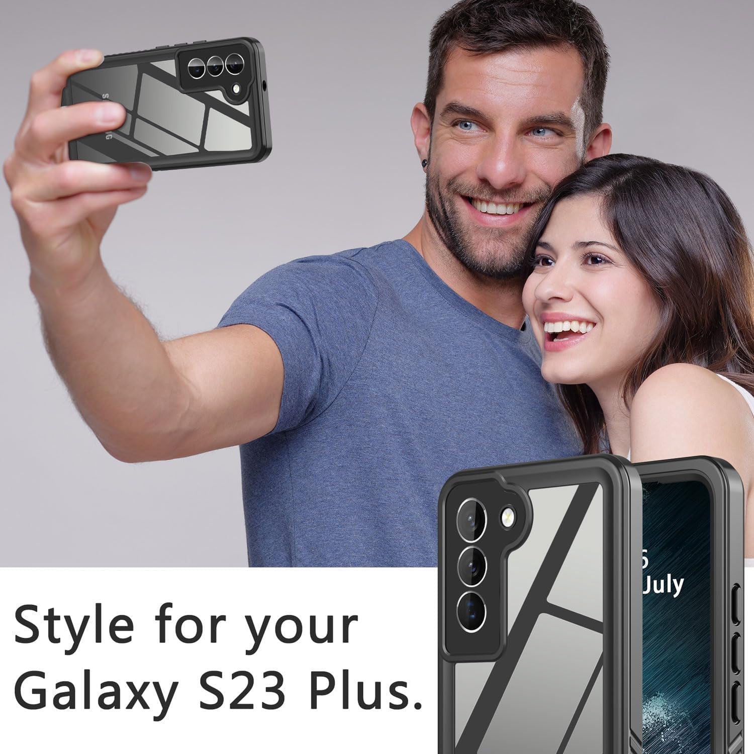 For Samsung Galaxy S22 plus Case Waterproof Built-In Screen Protector [Full Body Shockproof][12 FT Military Shockproof] Dustproof Underwater Phone Case for Galaxy S22 plus 5G 6.6''(Black)