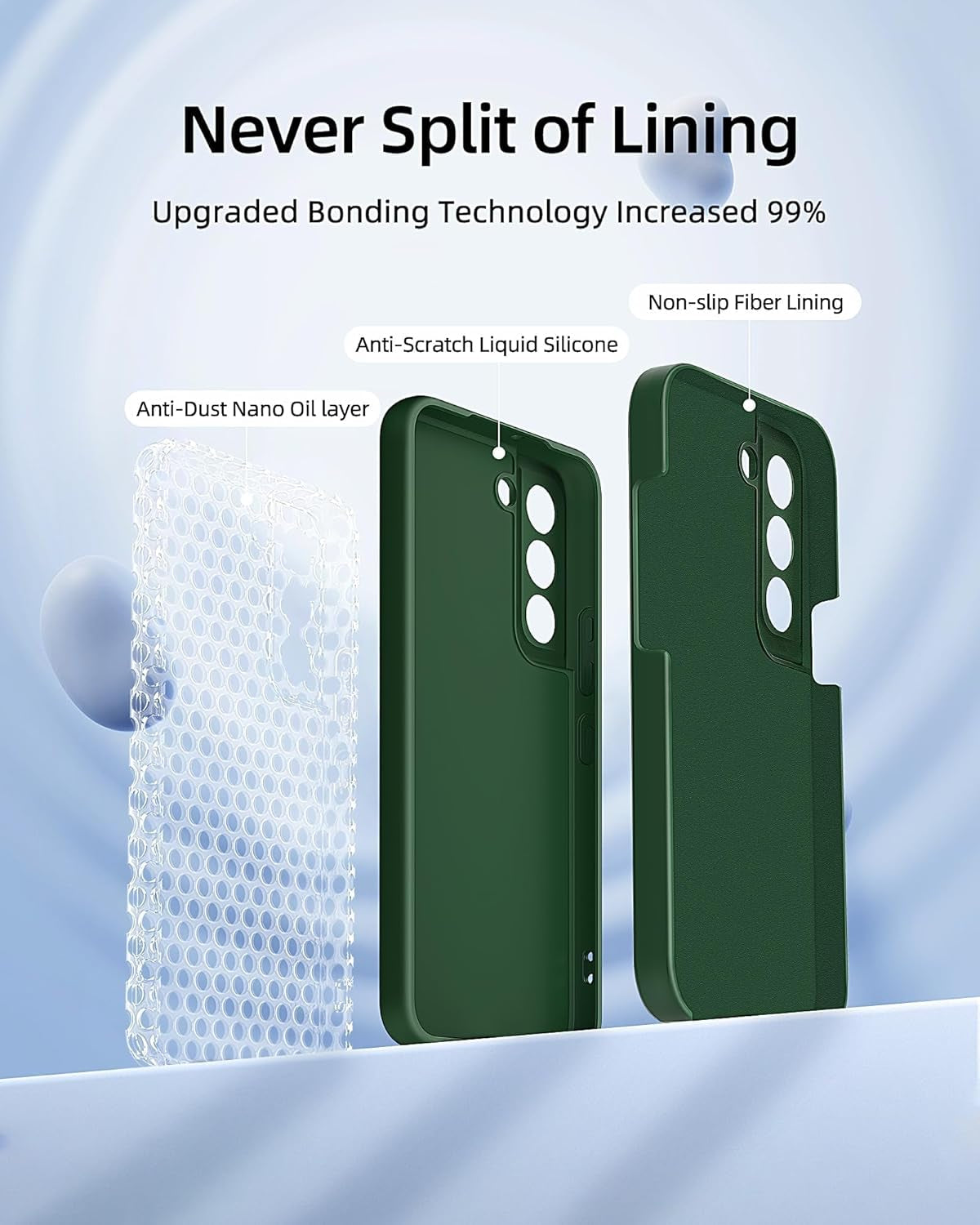 Dssairo for Samsung Galaxy S22 plus Phone Case, Ring Stand [360° Rotatable Ring Holder Magnetic Kickstand], with Full Camera Cover Protection, Silicone Slim Protective 5G Phone Case (Alpine Green)