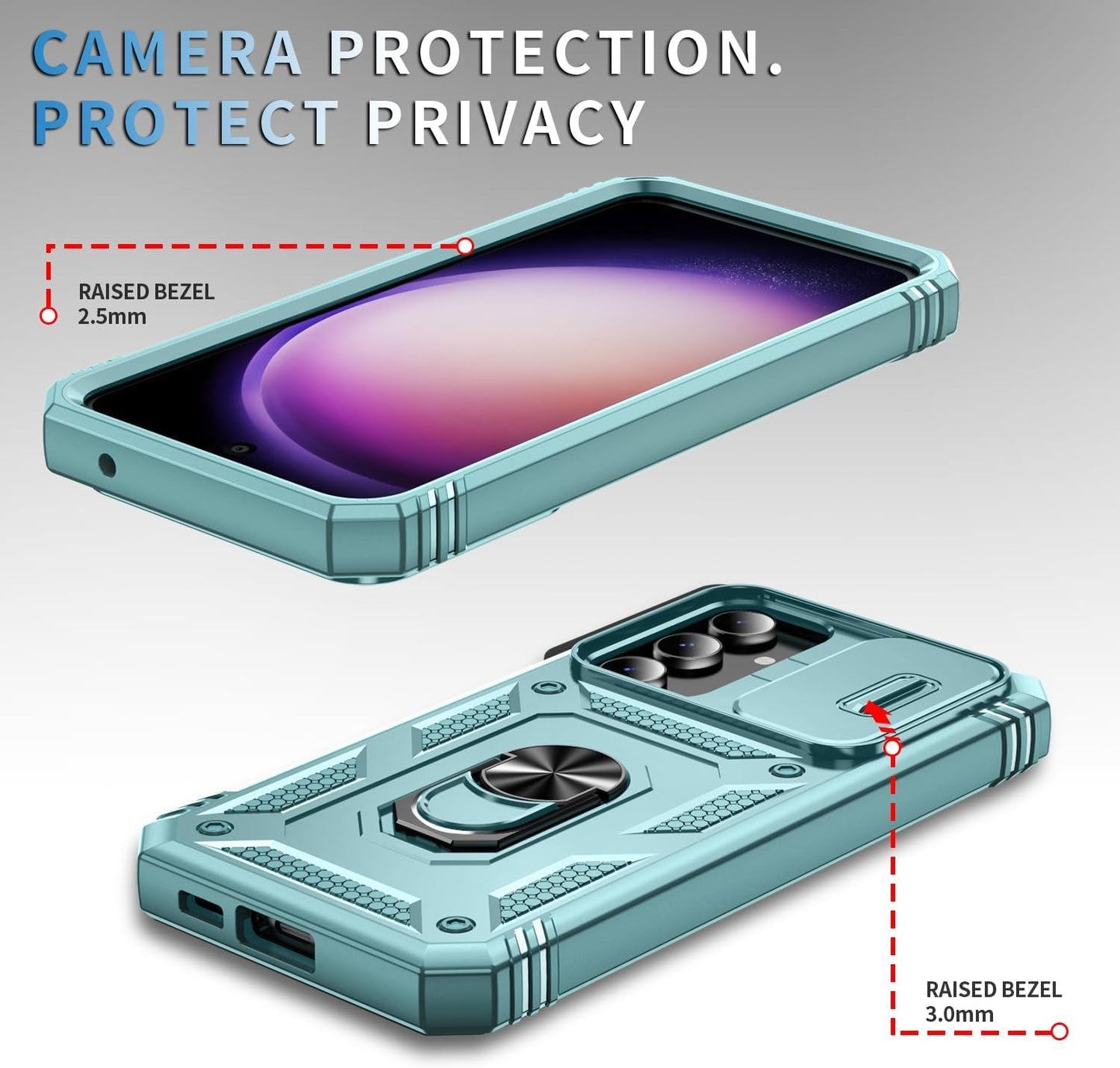 Case for Galaxy S23 FE, Slide Lens Protective Case Shockproof Impact Resistant with Kickstand Cover Case for Samsung Galaxy S23 FE 5G 6.4" (Green)