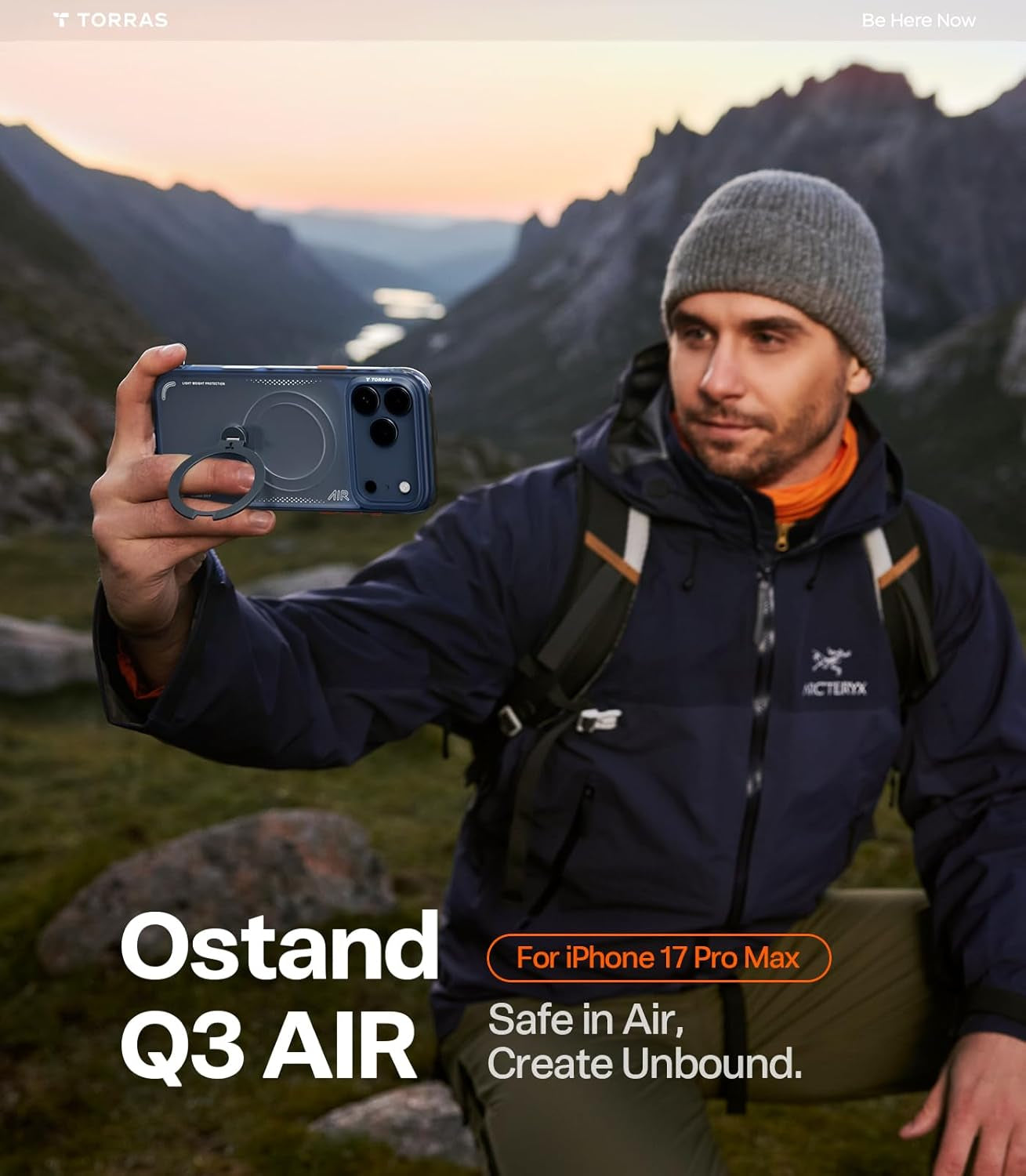 TORRAS Ostand Q3 Air for Iphone 17 Pro Max Case with 360 Magnetic Stand, Fit for Magsafe, Mil-Grade Drop Tested, Camera Control Button, Shockproof Phone Case for Iphone 17 Pro Max 6.9", Midnight Blue