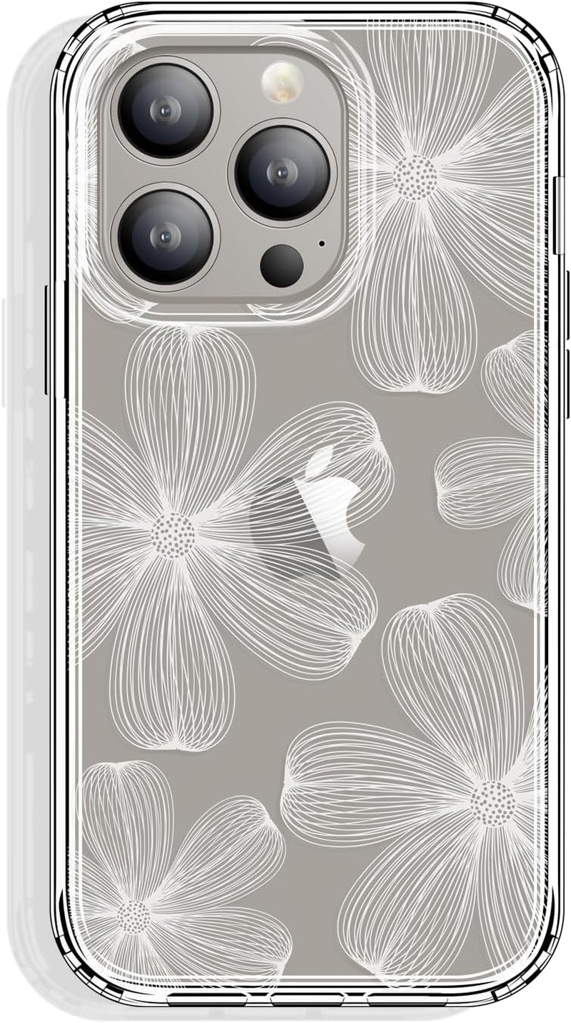 GYZYA for Iphone 15 Pro Case Clear 6.1 Inch with Pattern Design, Protective Slim TPU Cover + Shockproof Bumper for Women and Girls (Blooming Flowers)  GYZYA   