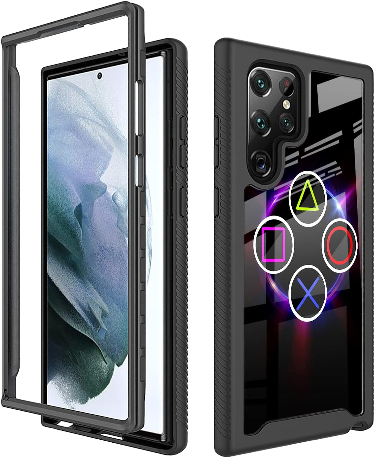 Compatible with Samsung Galaxy S22 Ultra Case Cartoon Cats for Boys Girls Full-Body Dual Layer Rugged Shockproof Bumper Heavy-Duty Protective Cover