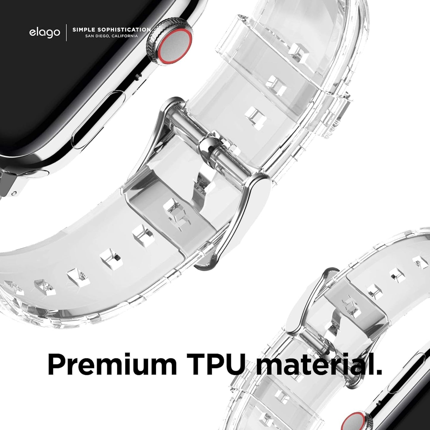 Elago Clear Band Compatible with Apple Watch Band Ultra2/Ultra/Se/9/8/7/6/Se/5/4/3/2/1 38Mm 40Mm 41Mm 42Mm 44Mm 45Mm 49Mm – Transparent Protective Band, Watch Strap Connector Included