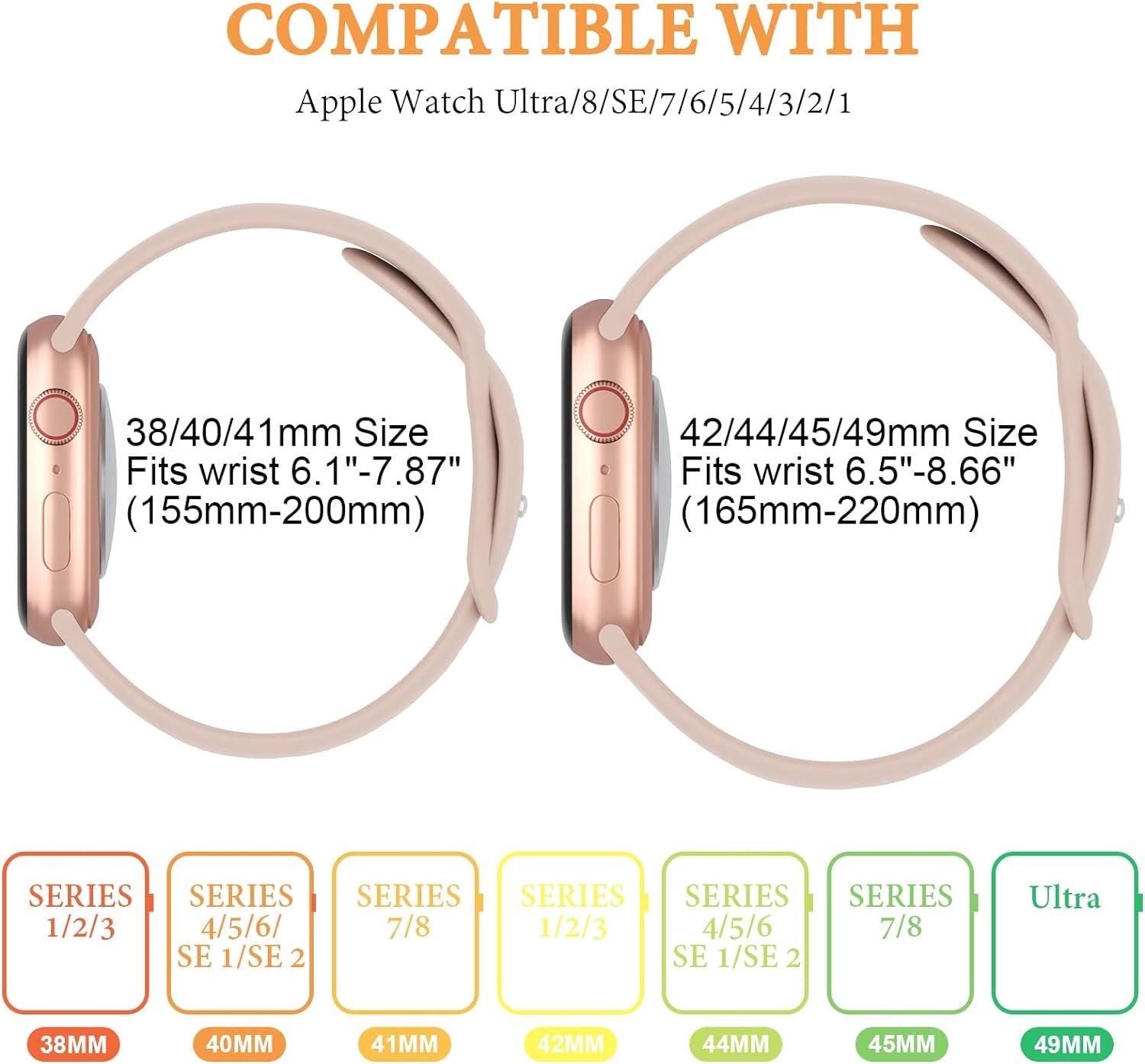 6 Pack Silicone Bands Compatible with Apple Watch Band 38Mm 40Mm 41Mm 42Mm 44Mm 45Mm 49Mm, Soft Sport Waterproof Strap Replacement Wristband for Iwatch Ultra Series 9 8 SE 7 6 5 4 3 2 1 Women Men