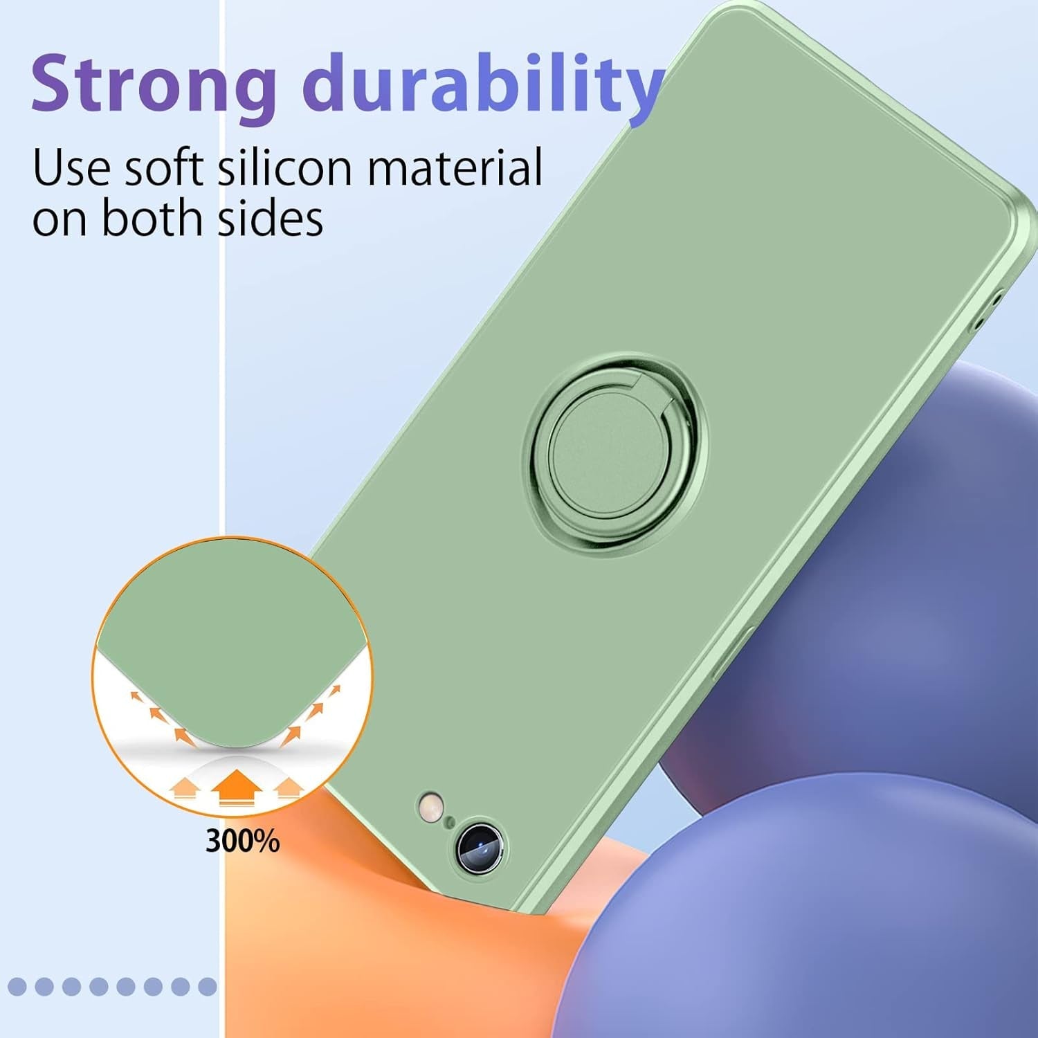 For Samsung Galaxy A53 5G Case,With 360°Rotatable Ring Holder Kickstand & Strap Lanyard Premium Liquid Silicone Slim Shockproof Protective Case for Samsung Galaxy A53 5G,Mint Green