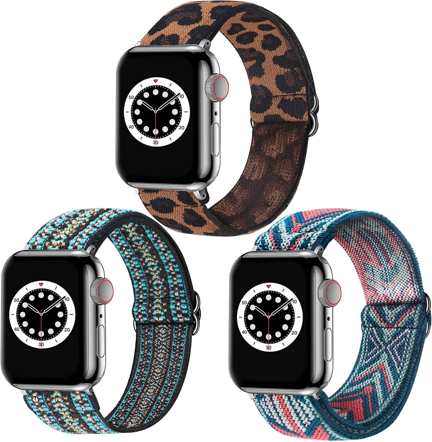 Dsytom 3 Pack Elastic Band Compatible with Apple Watch Bands 38Mm 41Mm 40Mm 42Mm 44Mm 45Mm 49Mm, Adjustable Stretchy Nylon Bands for Iwatch Series 9 Ultra 2 8/7/6/5/4/3/2/1 SE Strap for Women