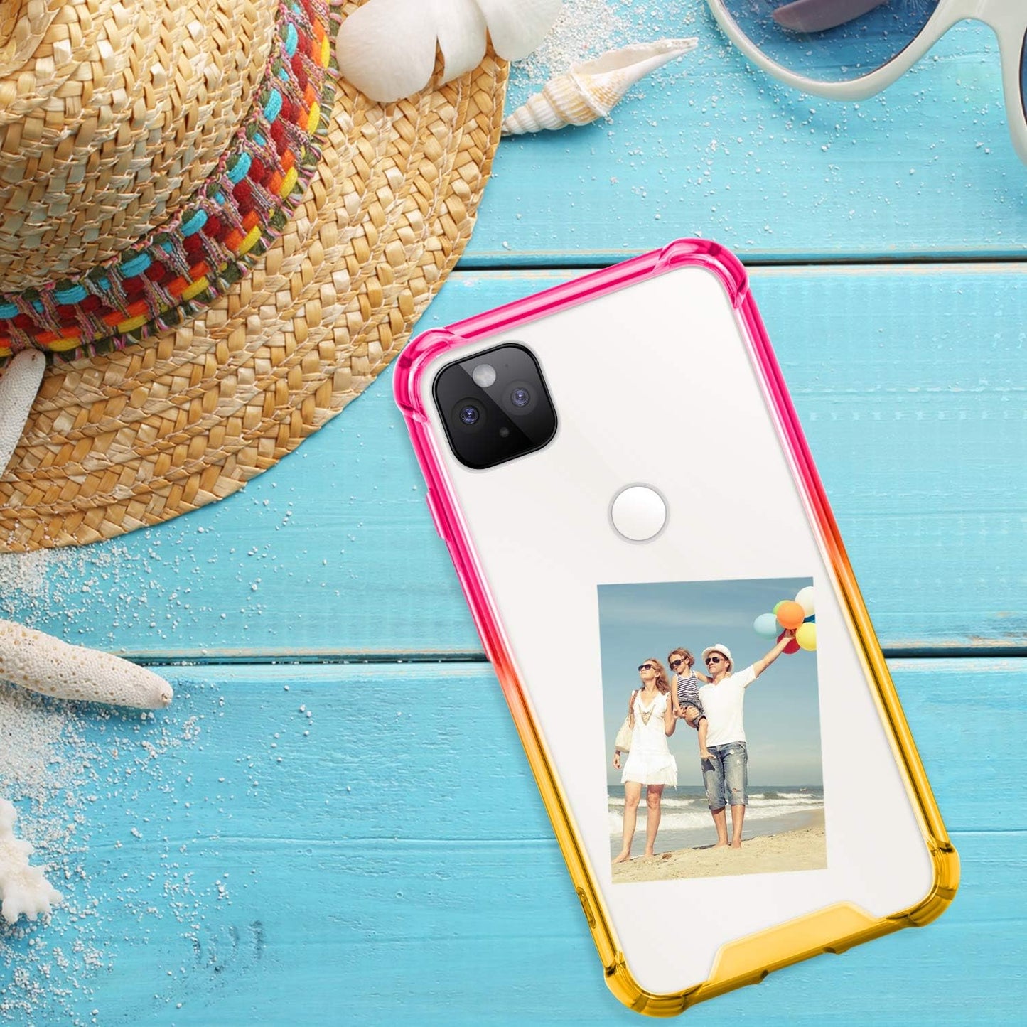 Salawat for Google Pixel 5 Case, Clear Cute Gradient Slim Phone Case Cover Reinforced TPU Bumper Hard PC Back Shockproof Protective Case for Google Pixel 5 6.0 Inch 2020 (Pink Gold)  SALAWAT   