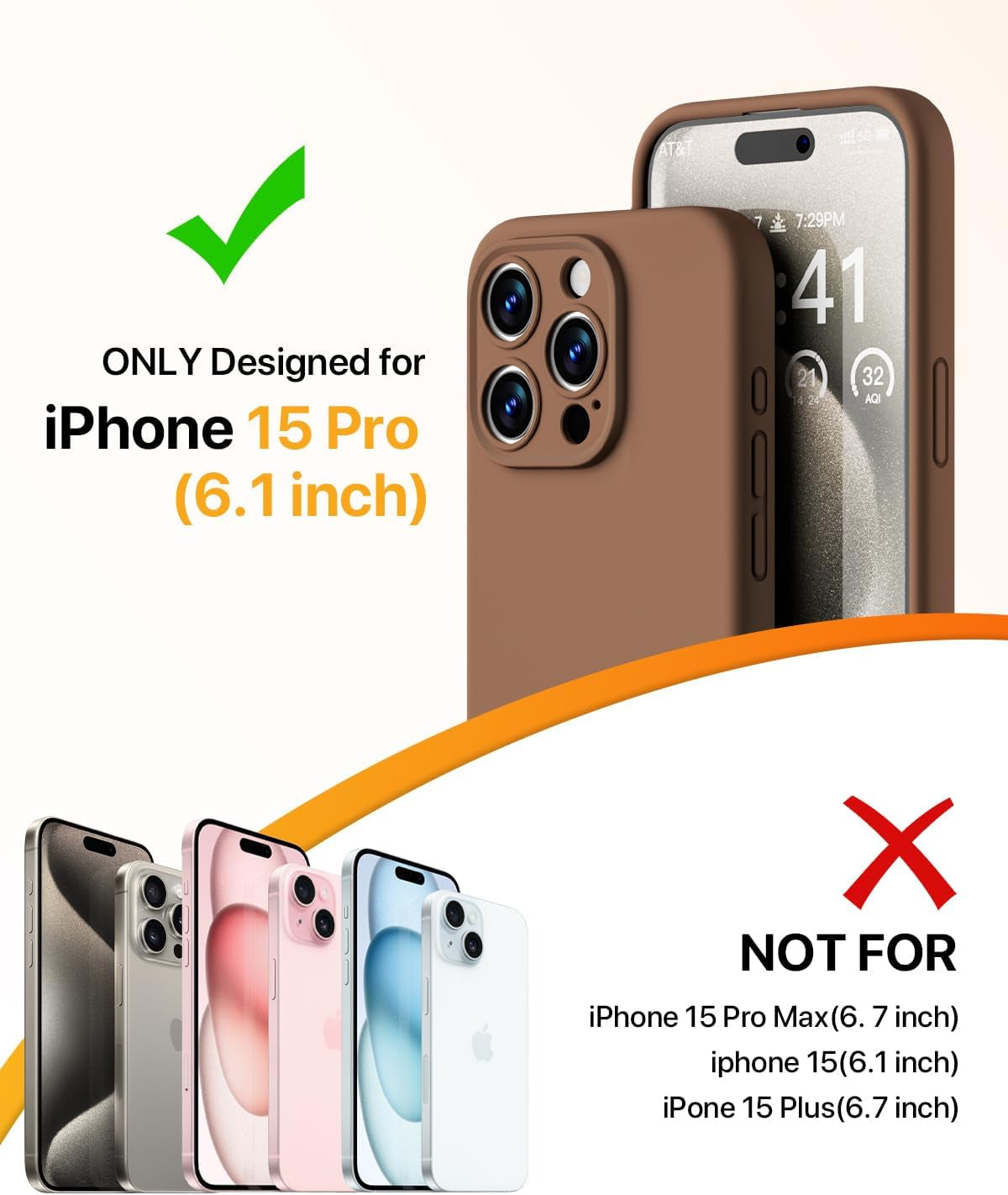 GOODVISH Compatible with Iphone 15 Pro Case, Silicone Upgraded [Enhanced Camera Protection] Phone Case with [2 Screen Protectors], Soft Anti-Scratch Microfiber Lining Inside, 6.1 Inch, Brown  GOODVISH   