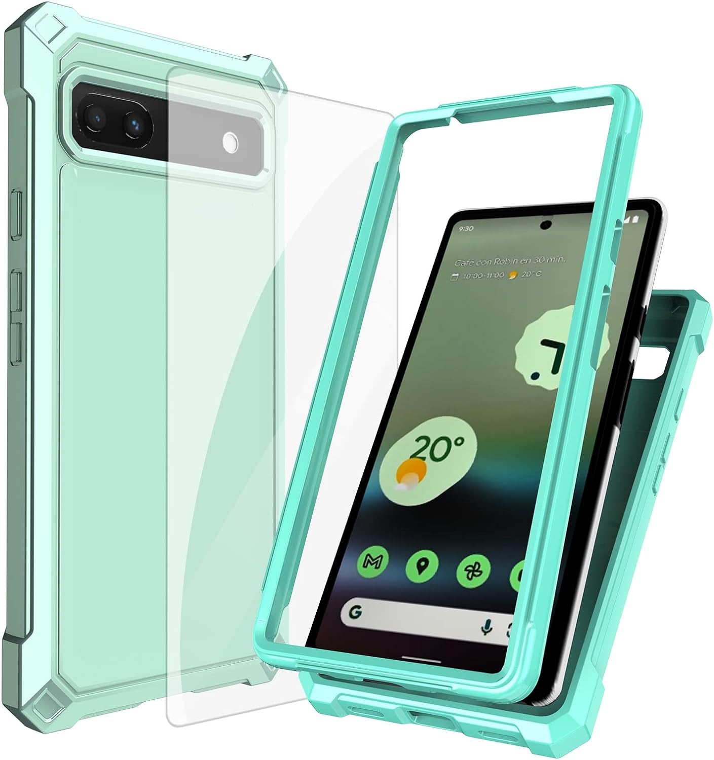 Ailiber Case for Pixel 6A, Google Pixel 6A Phone Case with Screen Protector, 2 Layer Structure Protection, Shockproof Corner TPU Bumper, Heavy Duty Rugged Silicone Phone Cover for Pixel 6A-Blue Pink  Ailiber Air-Guard Corners  Mint Green  