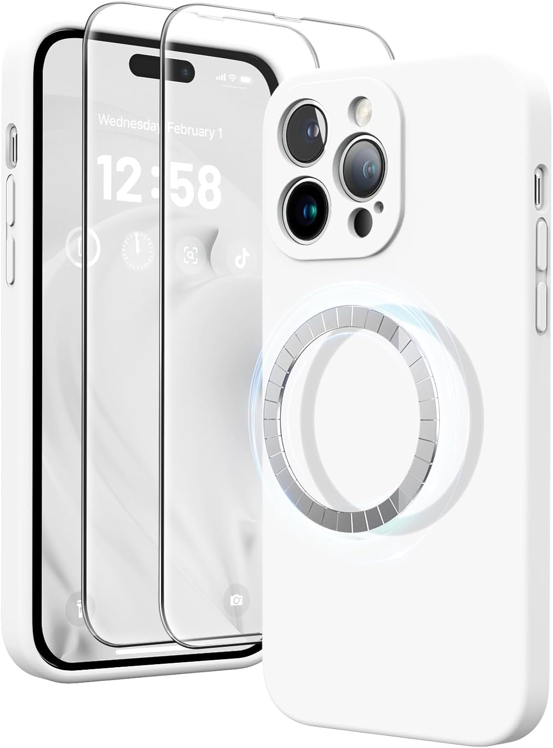 HIKII for Iphone 14 Pro Case Magnetic, Upgraded Silicone [Camera Protection] [Compatible with Magsafe] for Iphone 14 Pro Case with [2 Screen Protectors], 6.1 Inch, Light Brown  HIKII   