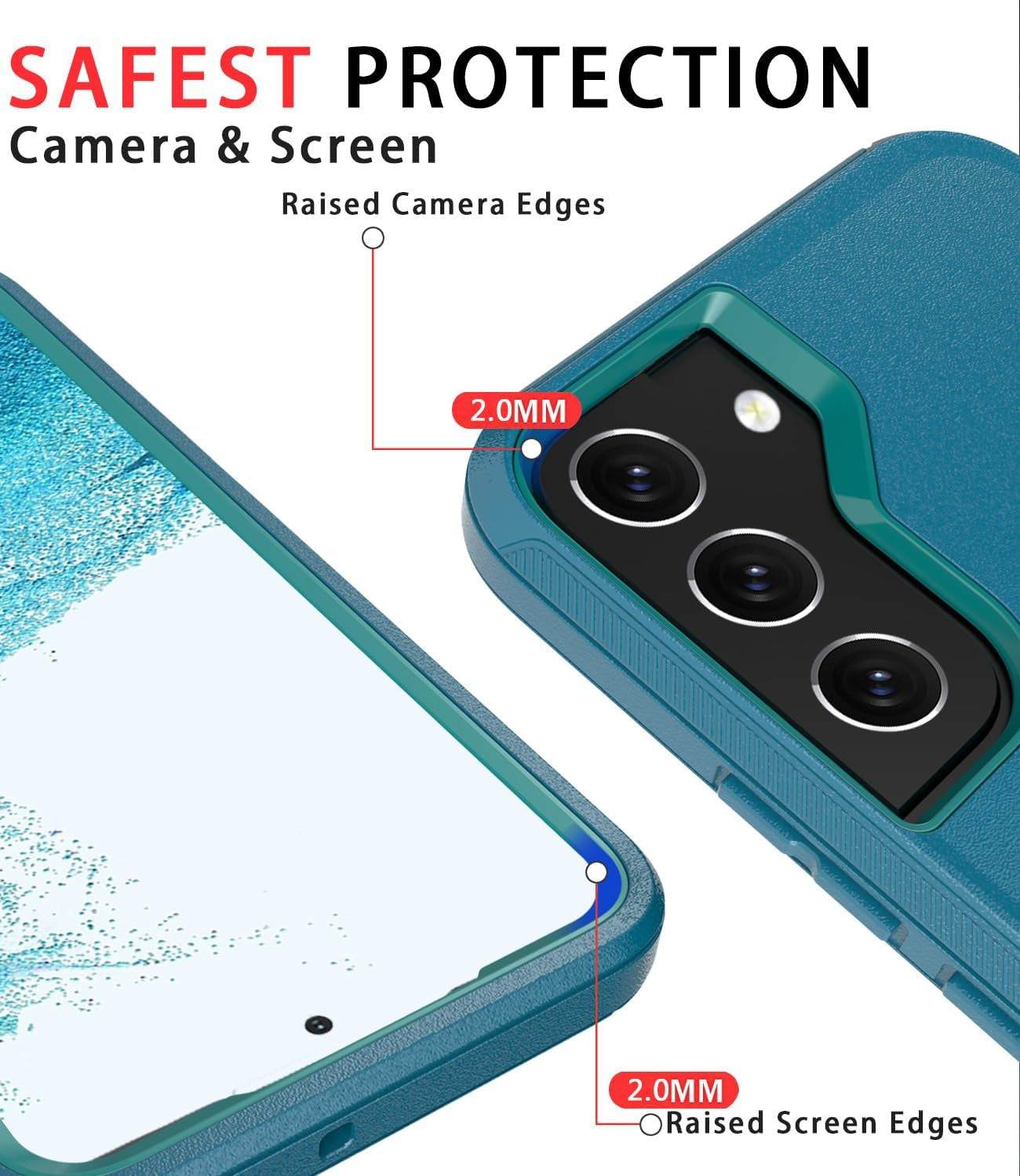 For Samsung Galaxy S22 Case,Shockproof Dropproof Dustproof Galaxy S22 Case,Heavy Duty Protective for Samsung S22 Case, 6.1 Inch (Turquoise)