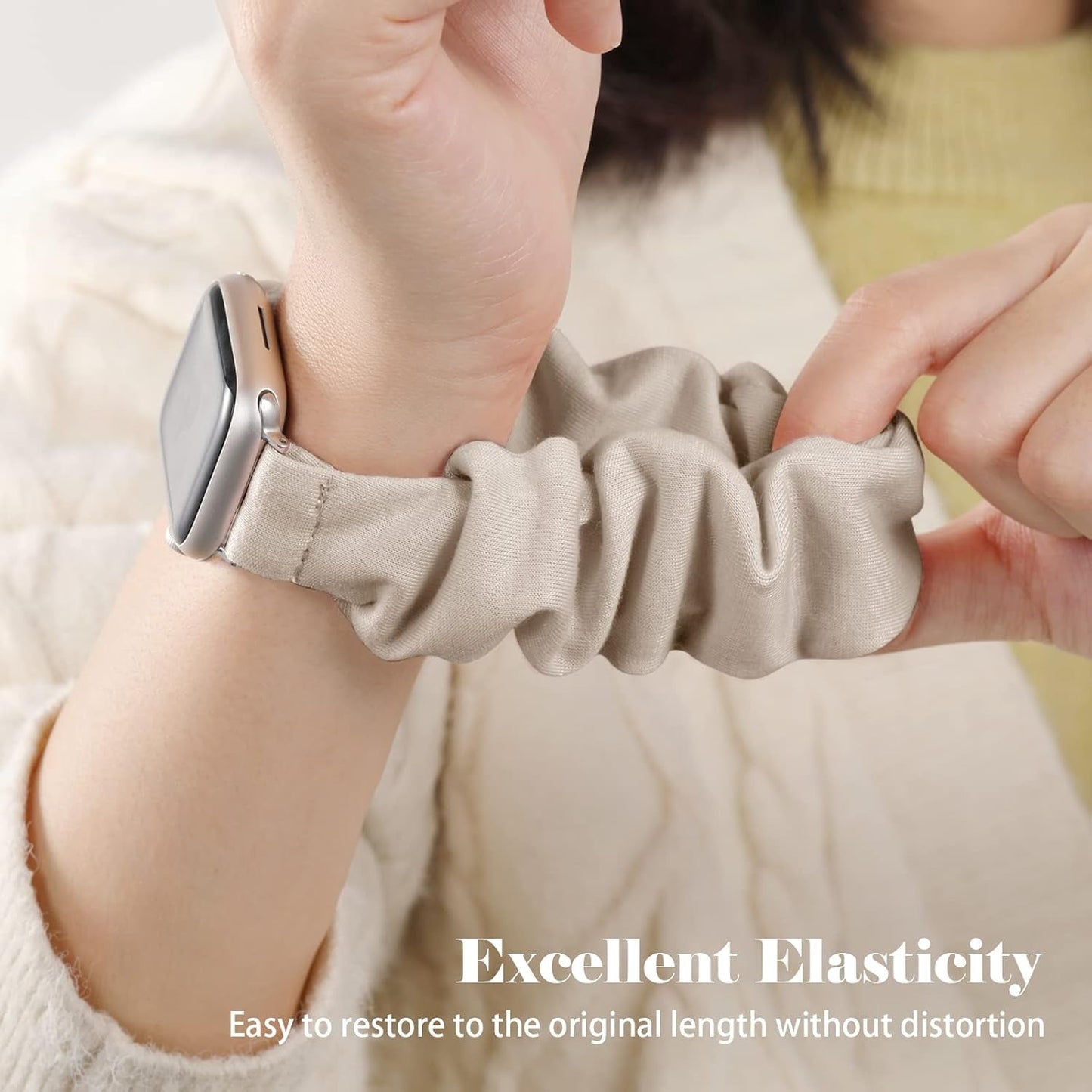 Adorve 5 Pack Scrunchie Bands Compatible with Apple Watch Band 38Mm 40Mm 41Mm 42Mm 44Mm 45Mm 49Mm for Women, Cute Fabric Scrunchy Adjustable Elastic Strap for Iwatch SE Ultra Series 8 7 6 5 4 3 2 1